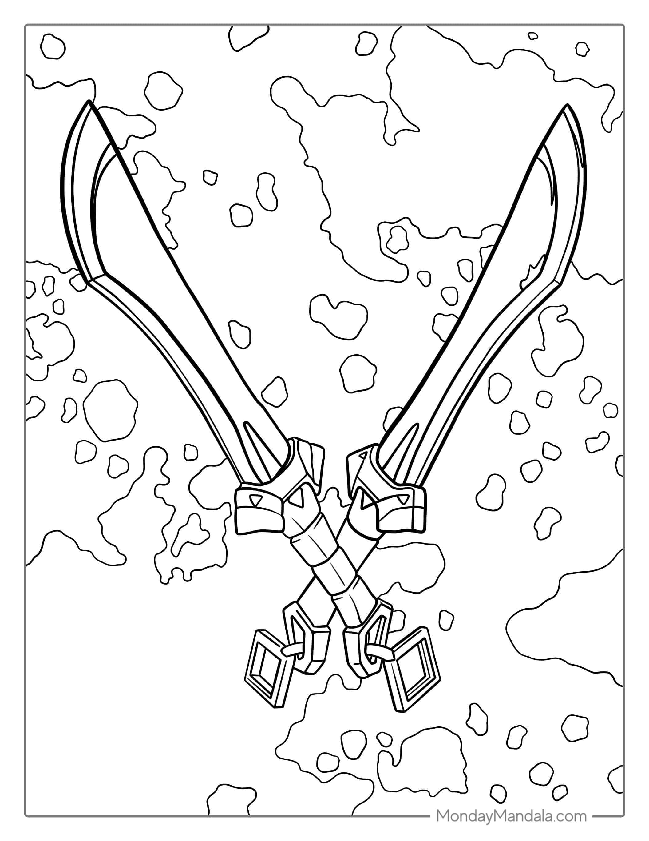 Fortnite Swords Coloring Sheet coloring page