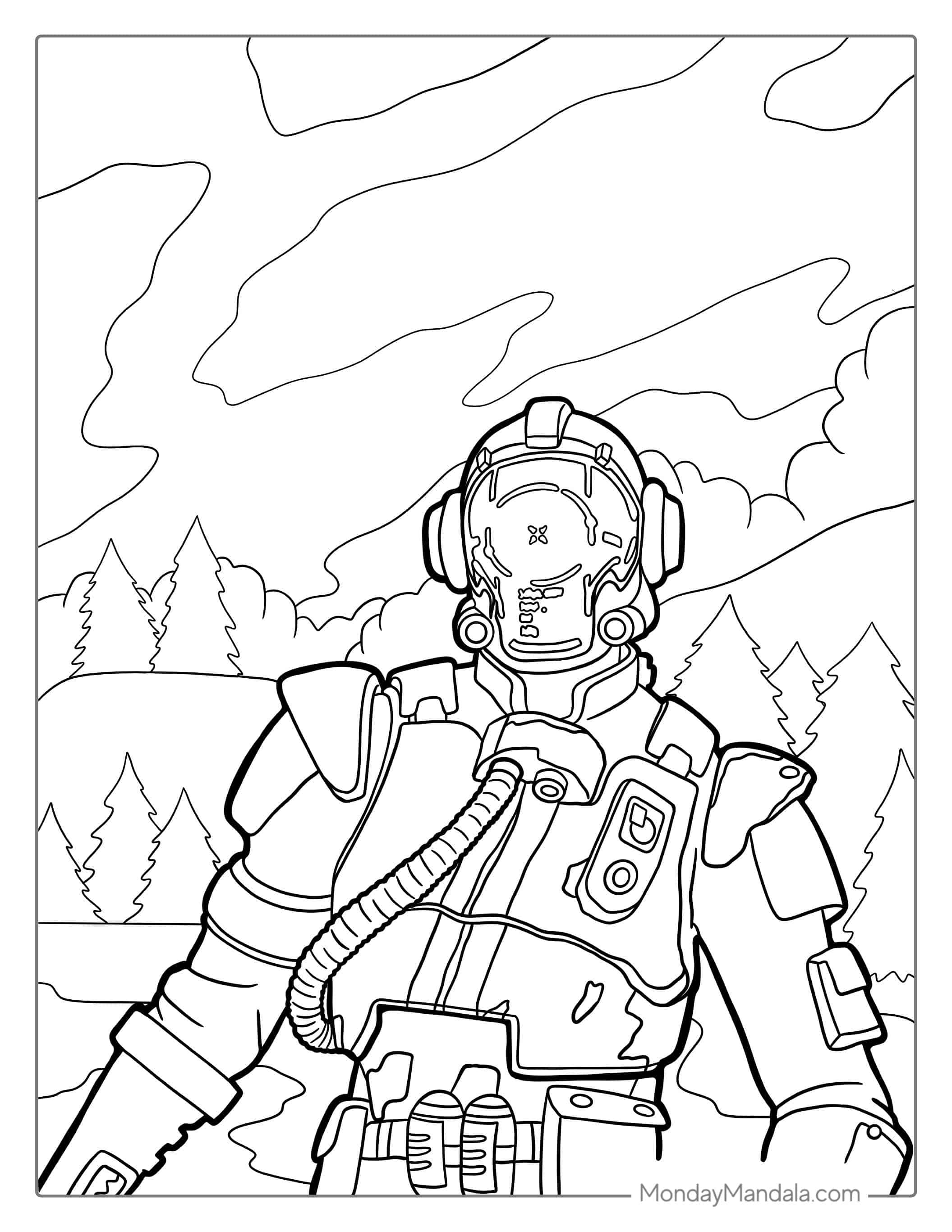 Fortnite The Visitor Character coloring page — printable line art