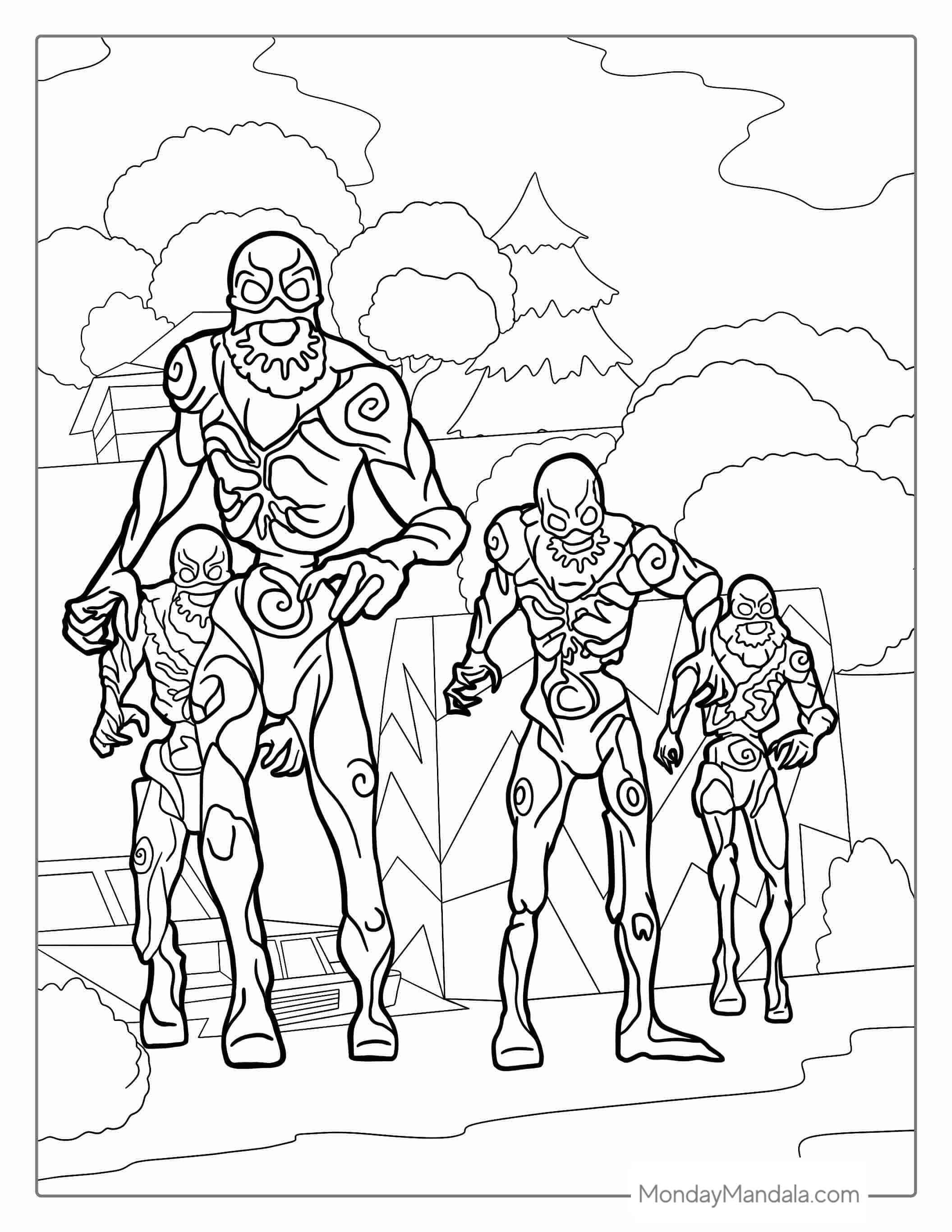 Fortnite Zombie Husks Coloring Page coloring page — printable line art