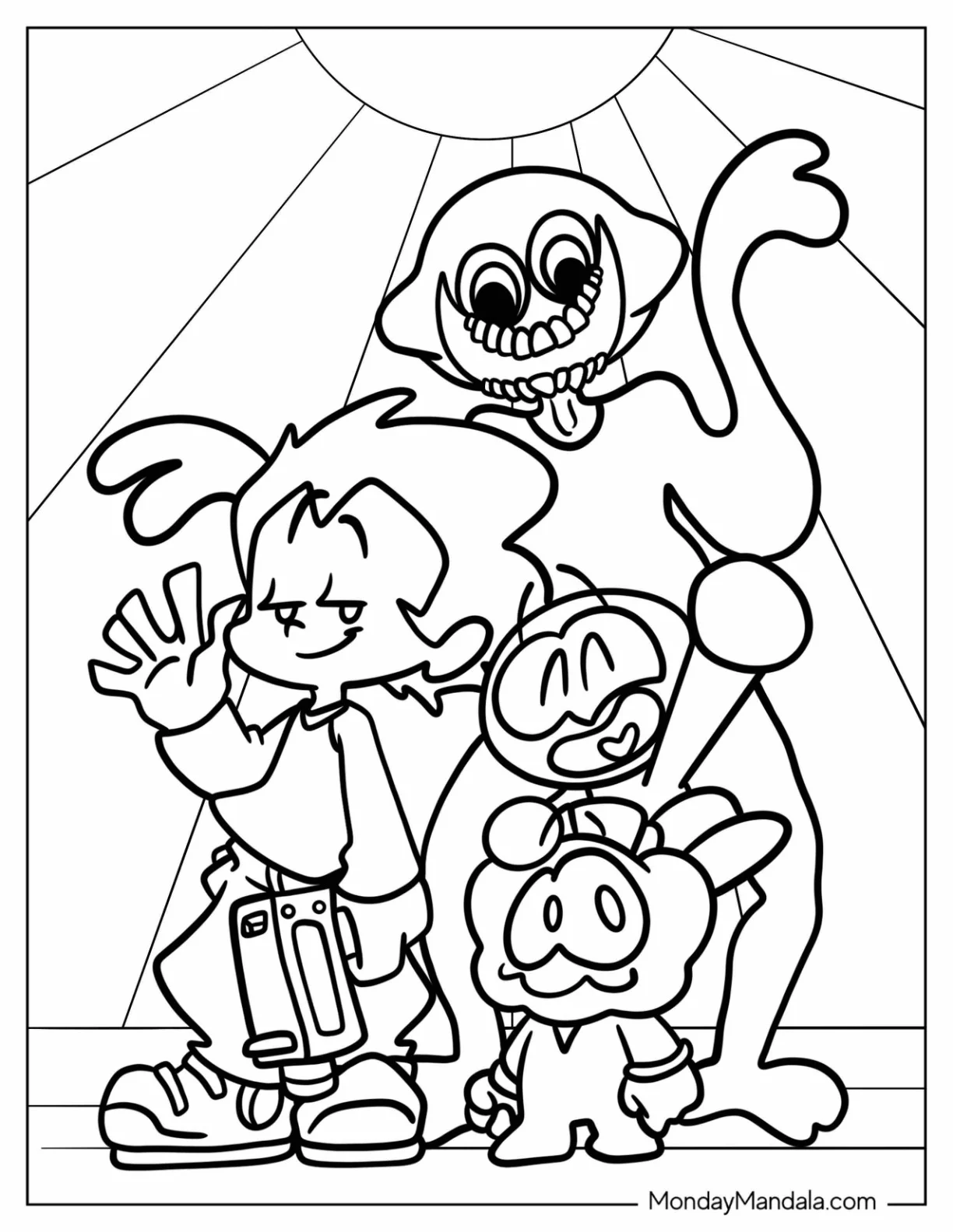 Friday Night Funkin' Coloring Pages Of Pico, Spooky Kids, And Lemon Demon For Kids coloring page
