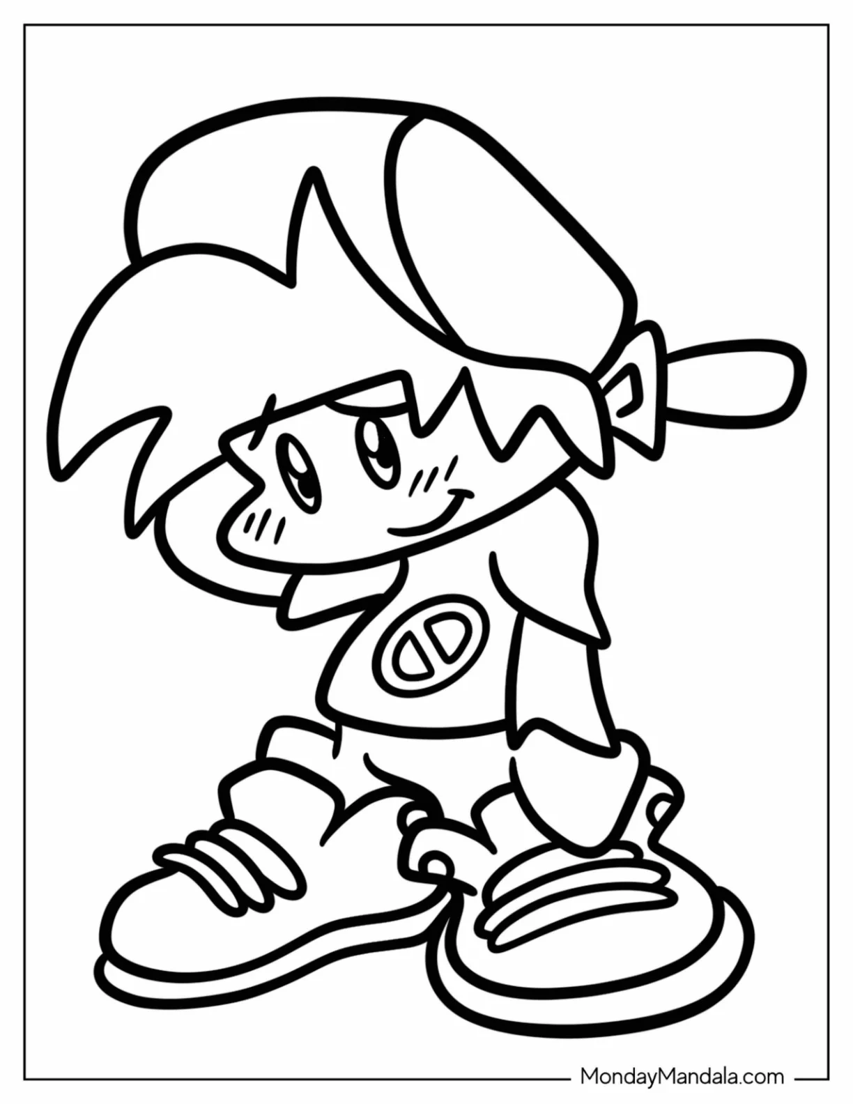 Friday Night Funkin' Coloring Pages Of Shy Boyfriend For Kids coloring page — printable line art