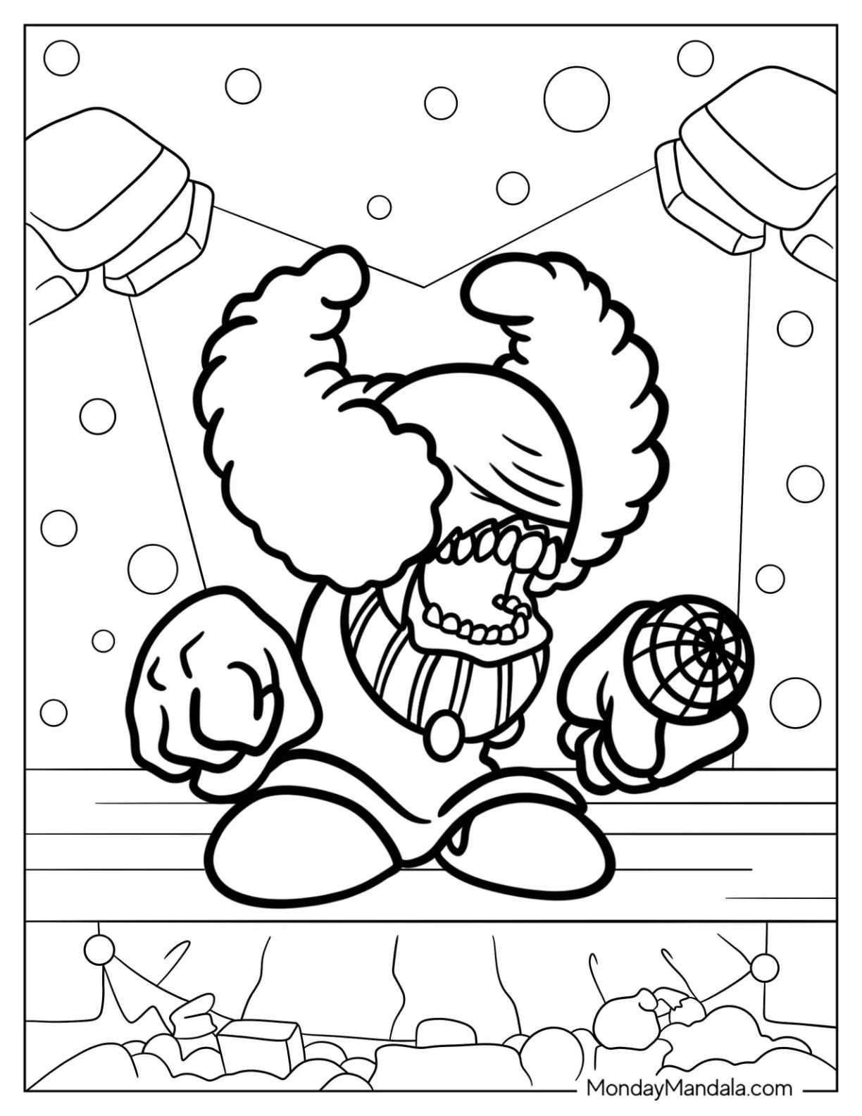 Friday Night Funkin' Coloring Pages Of Tricky The Clown For Kids coloring page