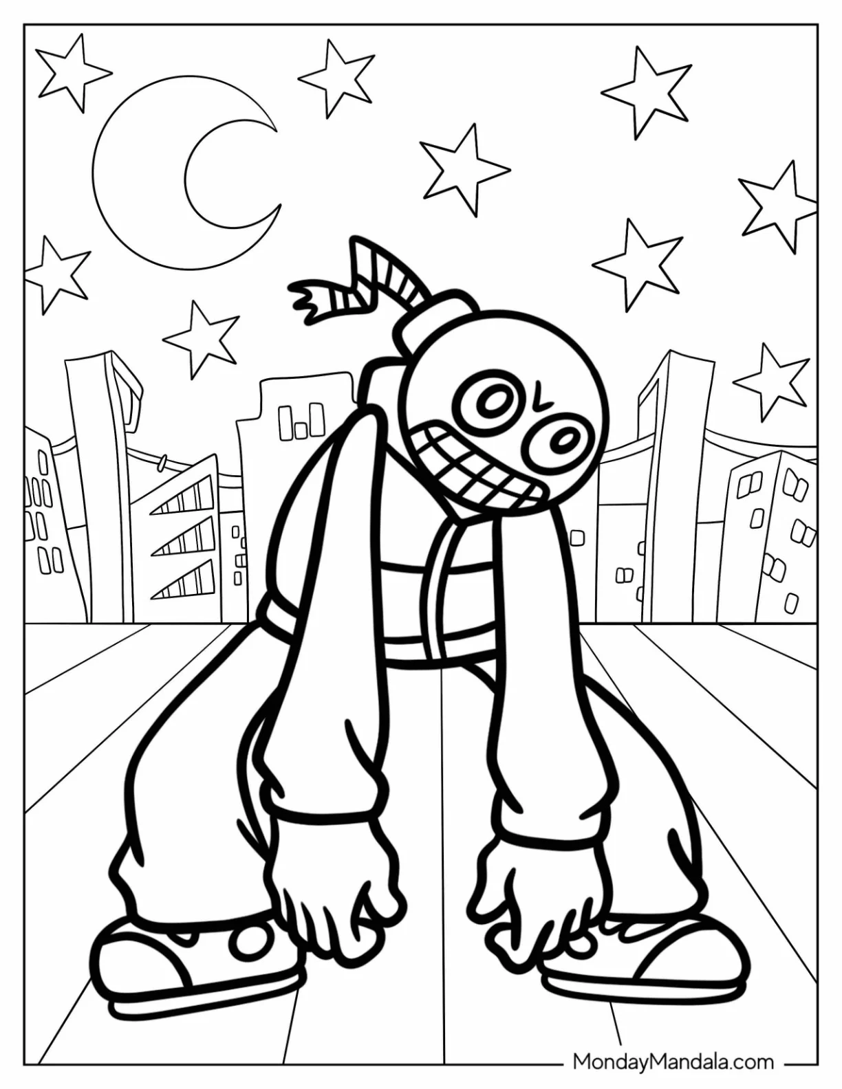 Scary Friday Night Funkin Friday Night Funkin' Coloring Pages Of Whitty coloring page