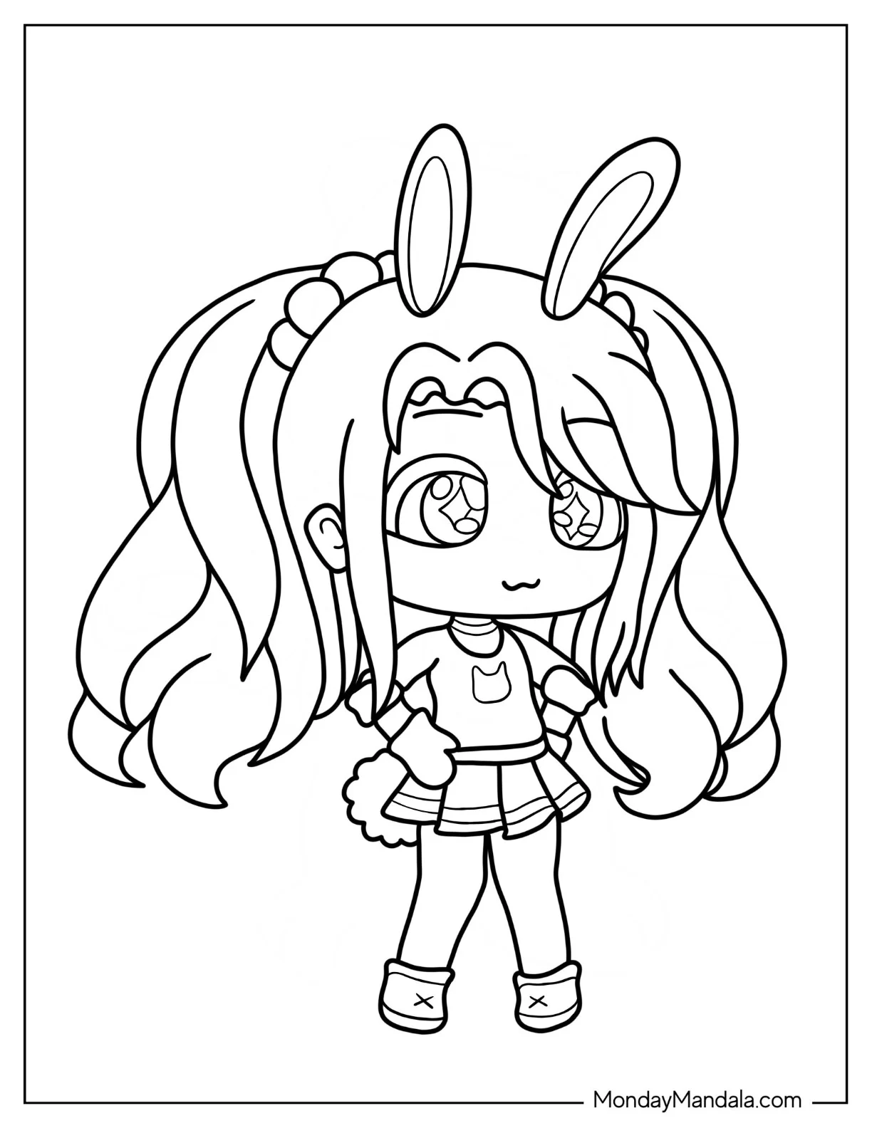 Gacha Life Coloring Page Of Chibi Girl For Preschoolers coloring page