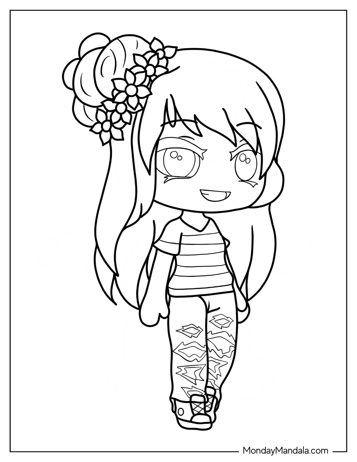 Gacha Life Coloring Page Of Girl Smiling Outline coloring page