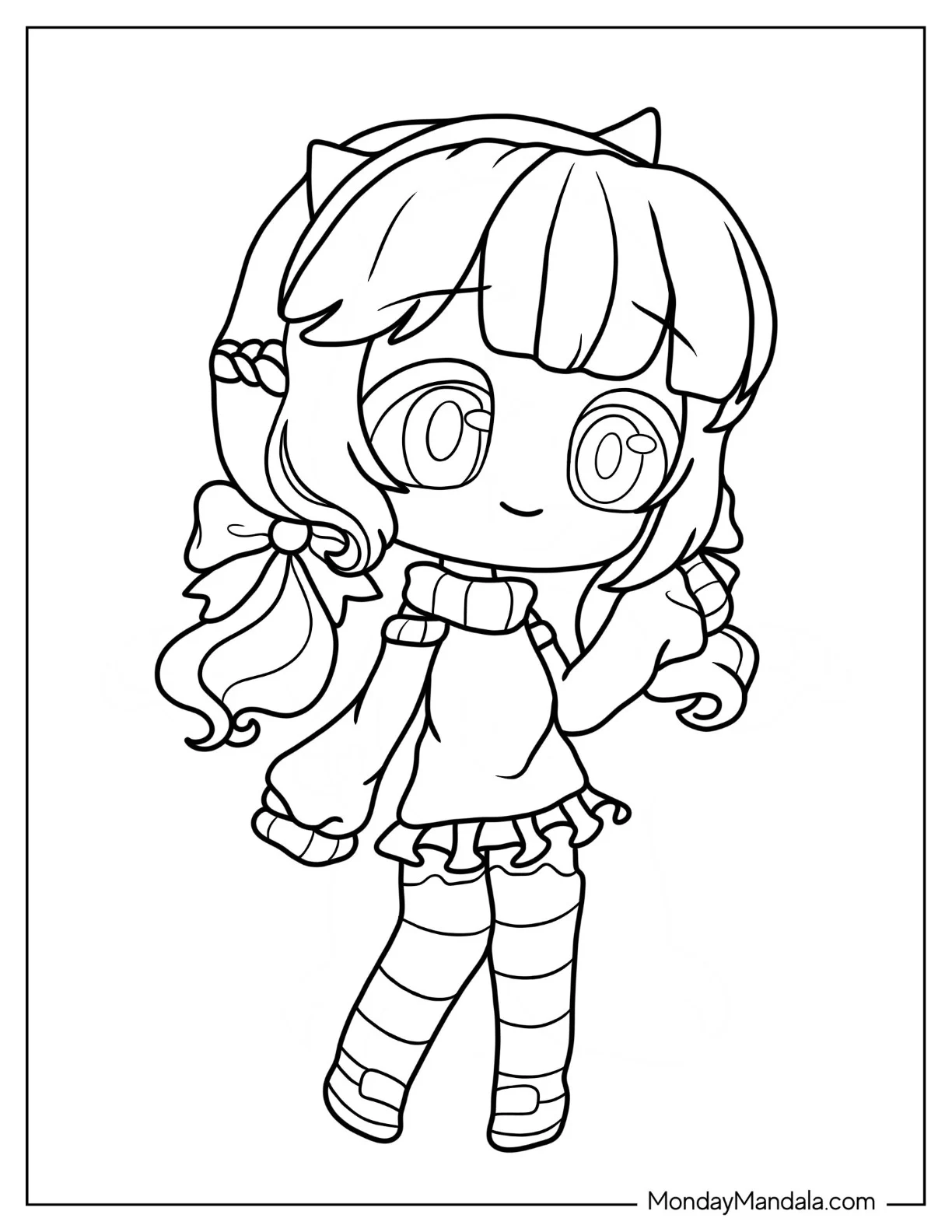 Gacha Life Coloring Page Of Simple Girl Waving Coloring Page coloring page — printable line art