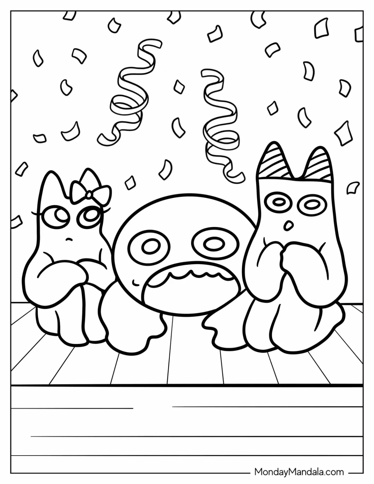 Garten of Banban Coloring Page, Banabaleena, And Jumbo Josh In A Party coloring page