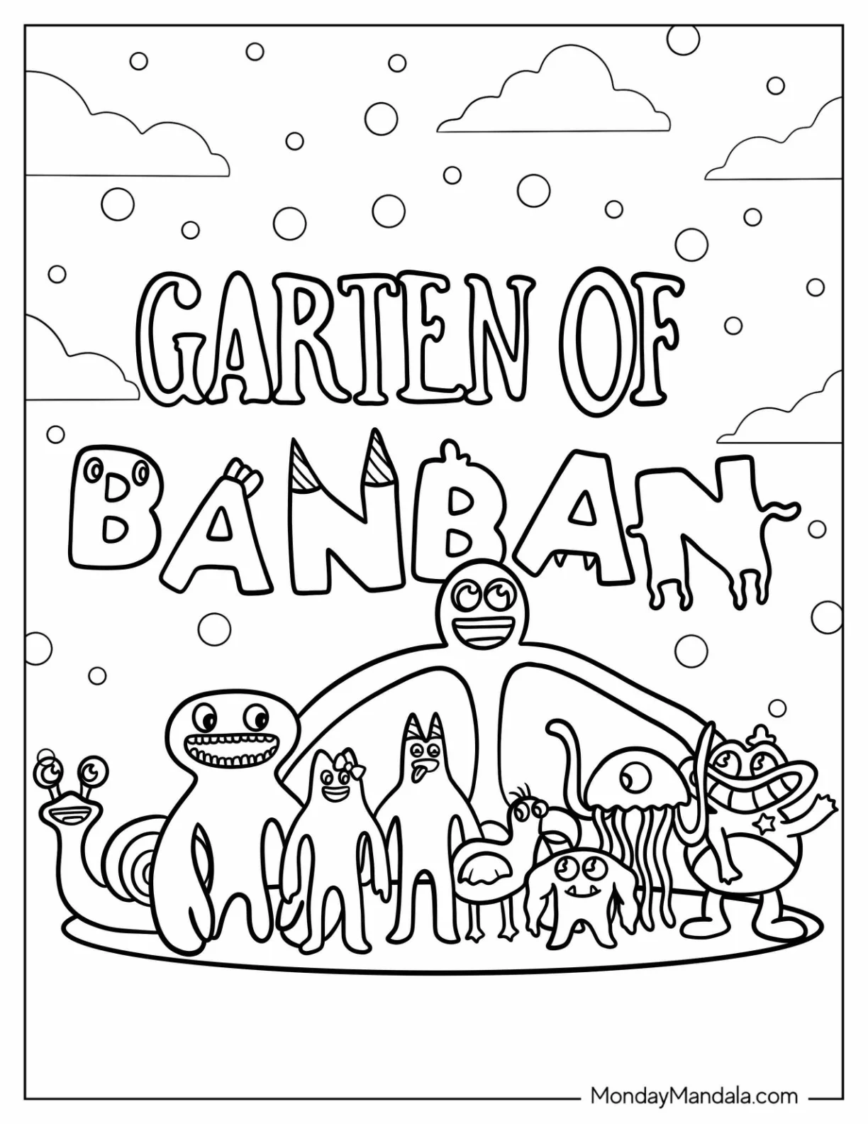 Garten of Banban Coloring Page Logo With Characters coloring page