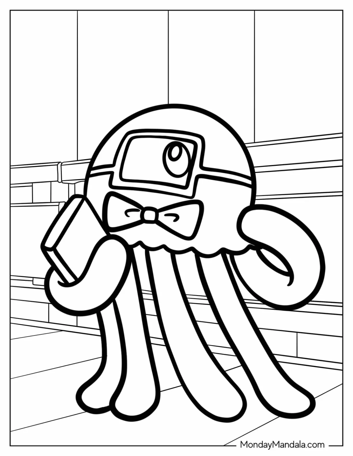 Garten of Banban Coloring Page Of Nerdy Stinger Flynn With Eyeglass And Book For Kids coloring page