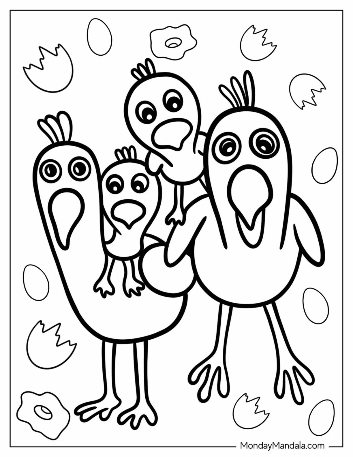 Garten of Banban Coloring Page Opila Bird With Opila And Tarta Chicks coloring page