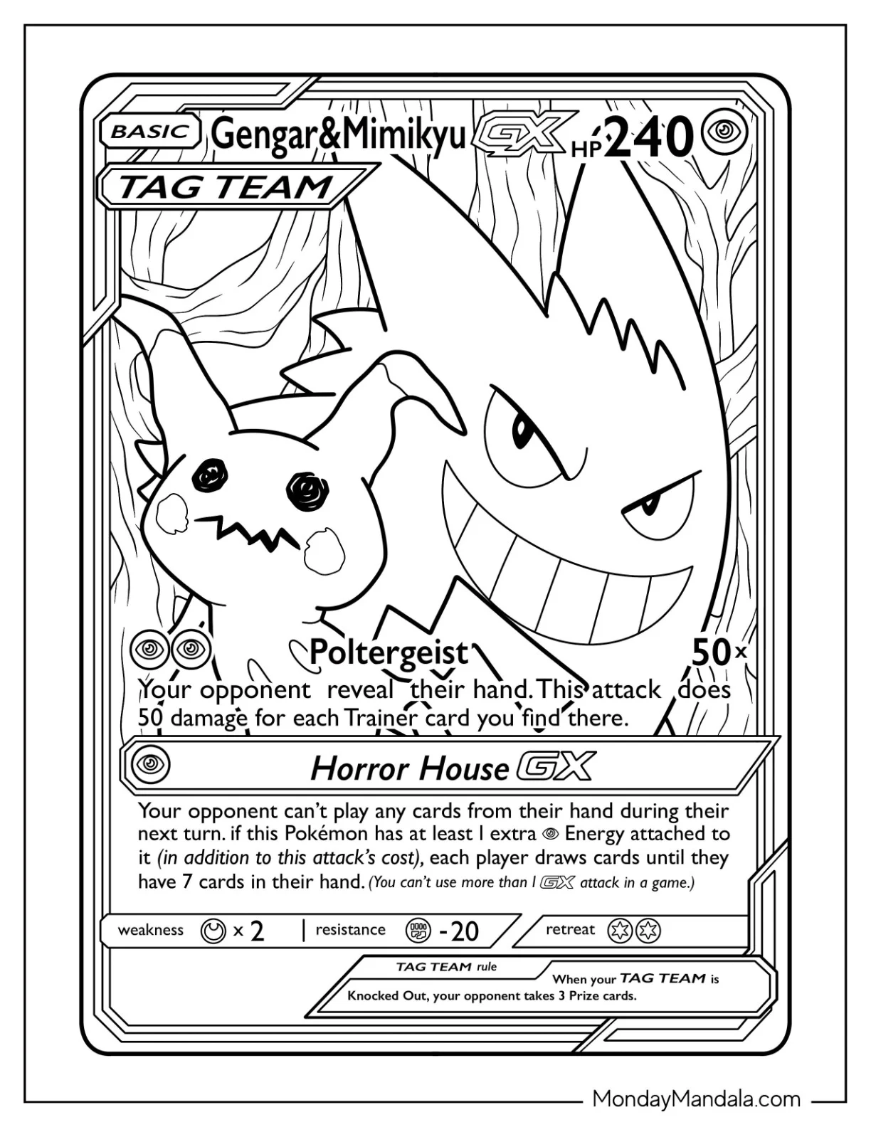 Gengar Coloring Page And Mimikyu Poltergeist Pokemon Card coloring page