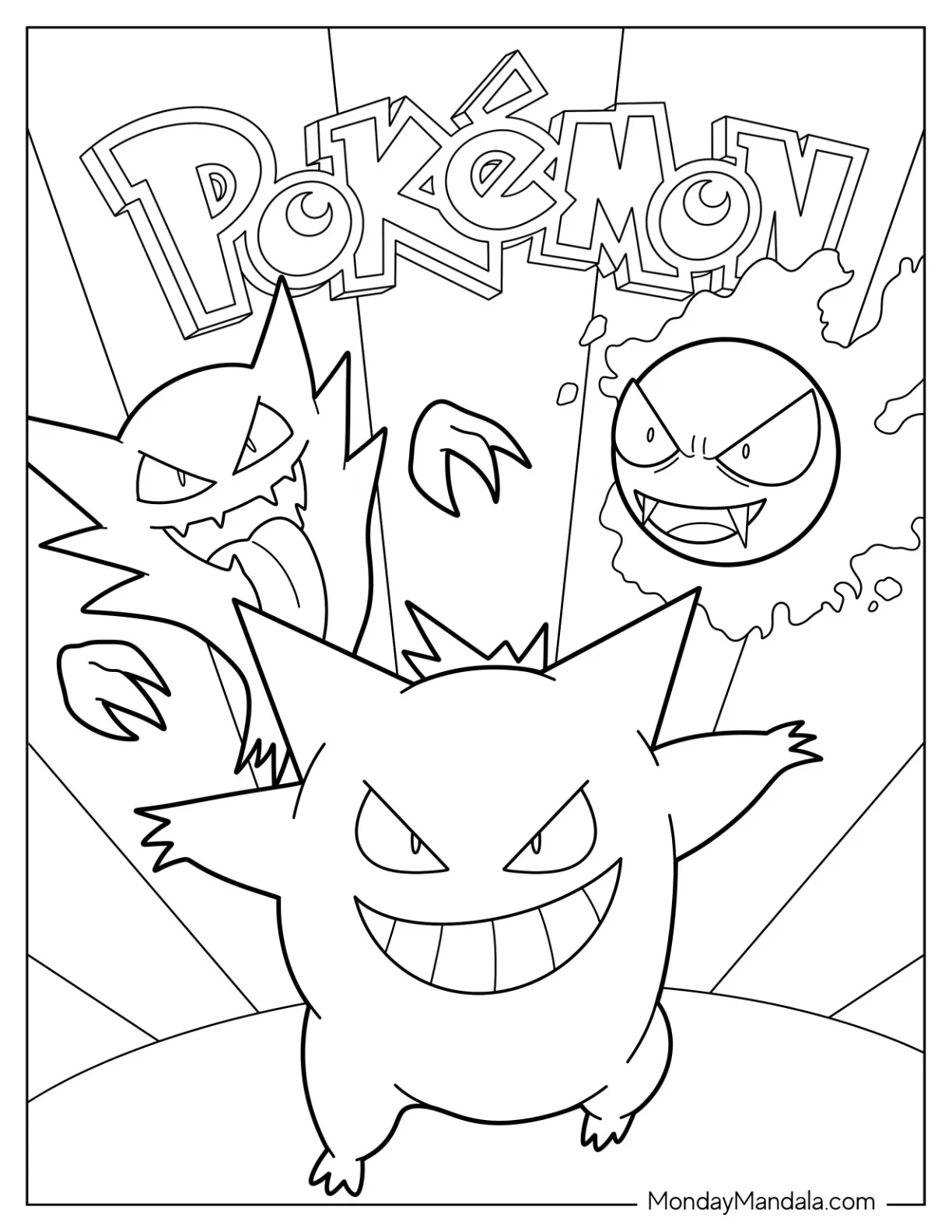 Gengar Coloring Page Evolution Pokemon Poster coloring page