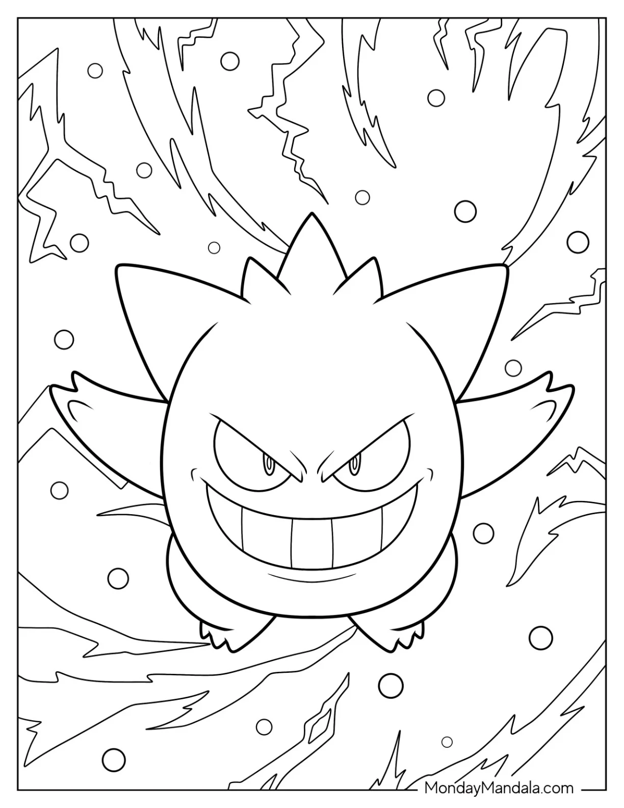 Gengar Coloring Page With Evil Smile coloring page