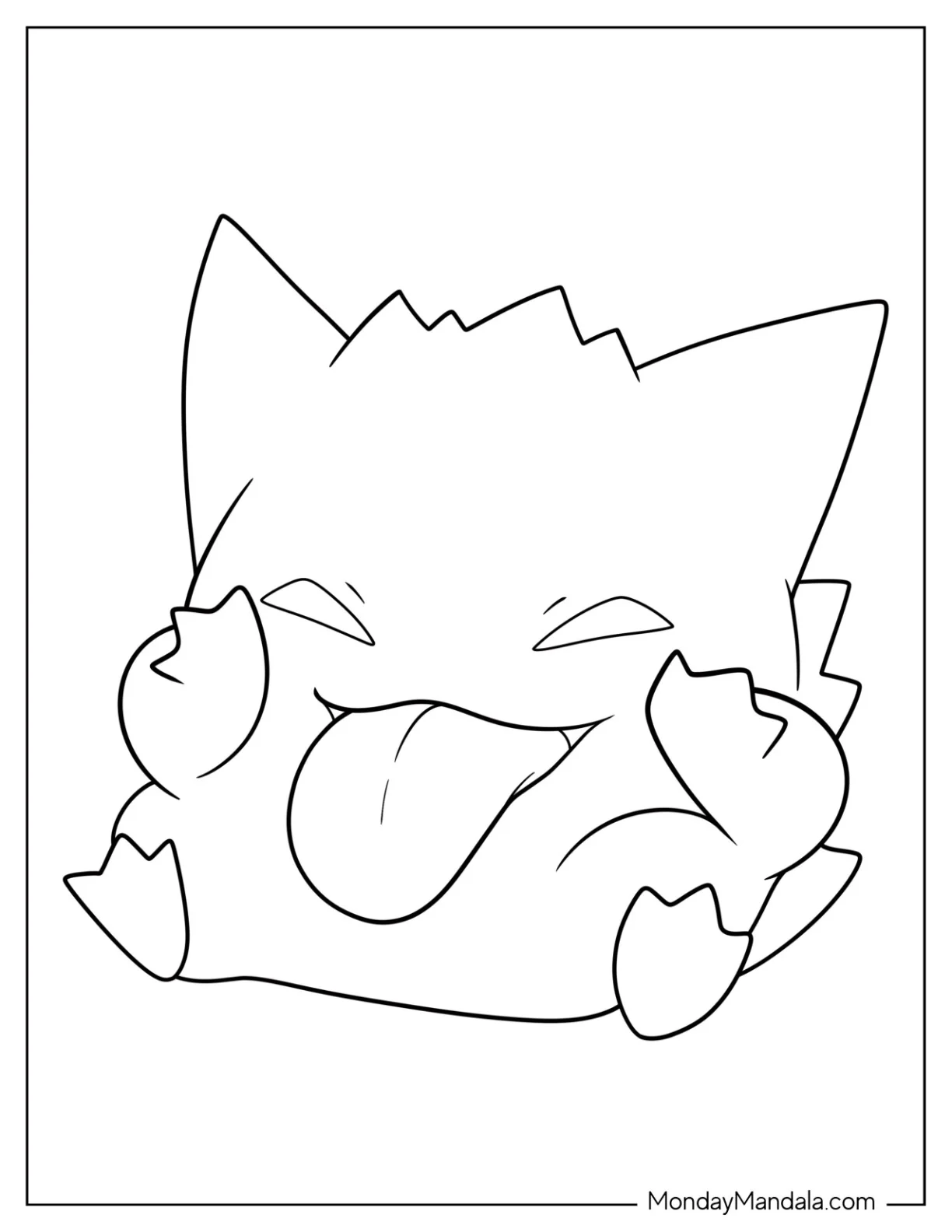 Kawaii Gengar Coloring Page With Tongue Out For Preschoolers coloring page