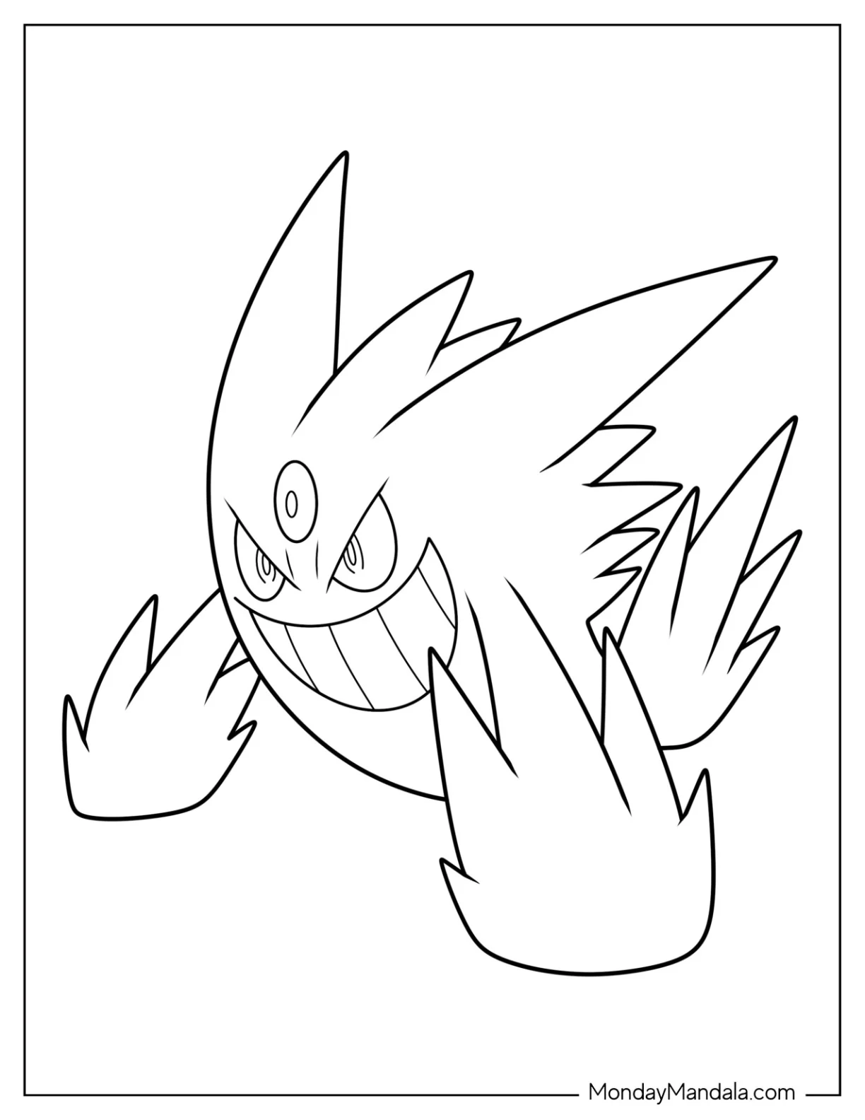 Mega Gengar Coloring Page Flying coloring page