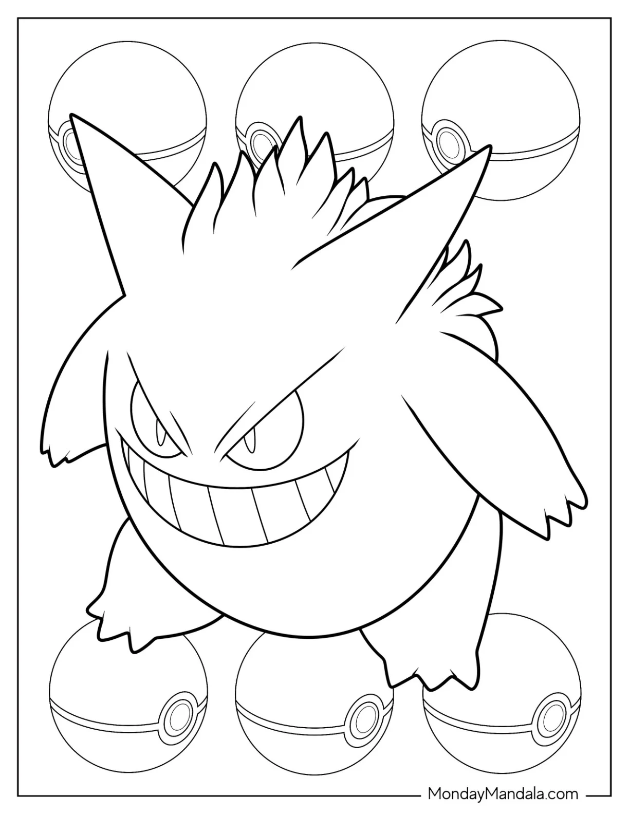 Scary Gengar Coloring Page Outline coloring page