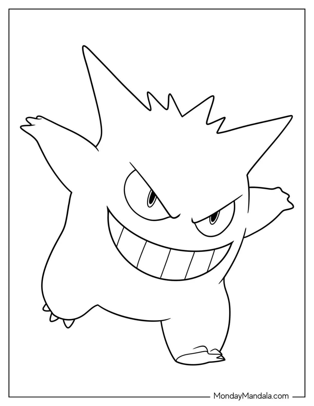 Simple Gengar Coloring Page For Preschoolers coloring page