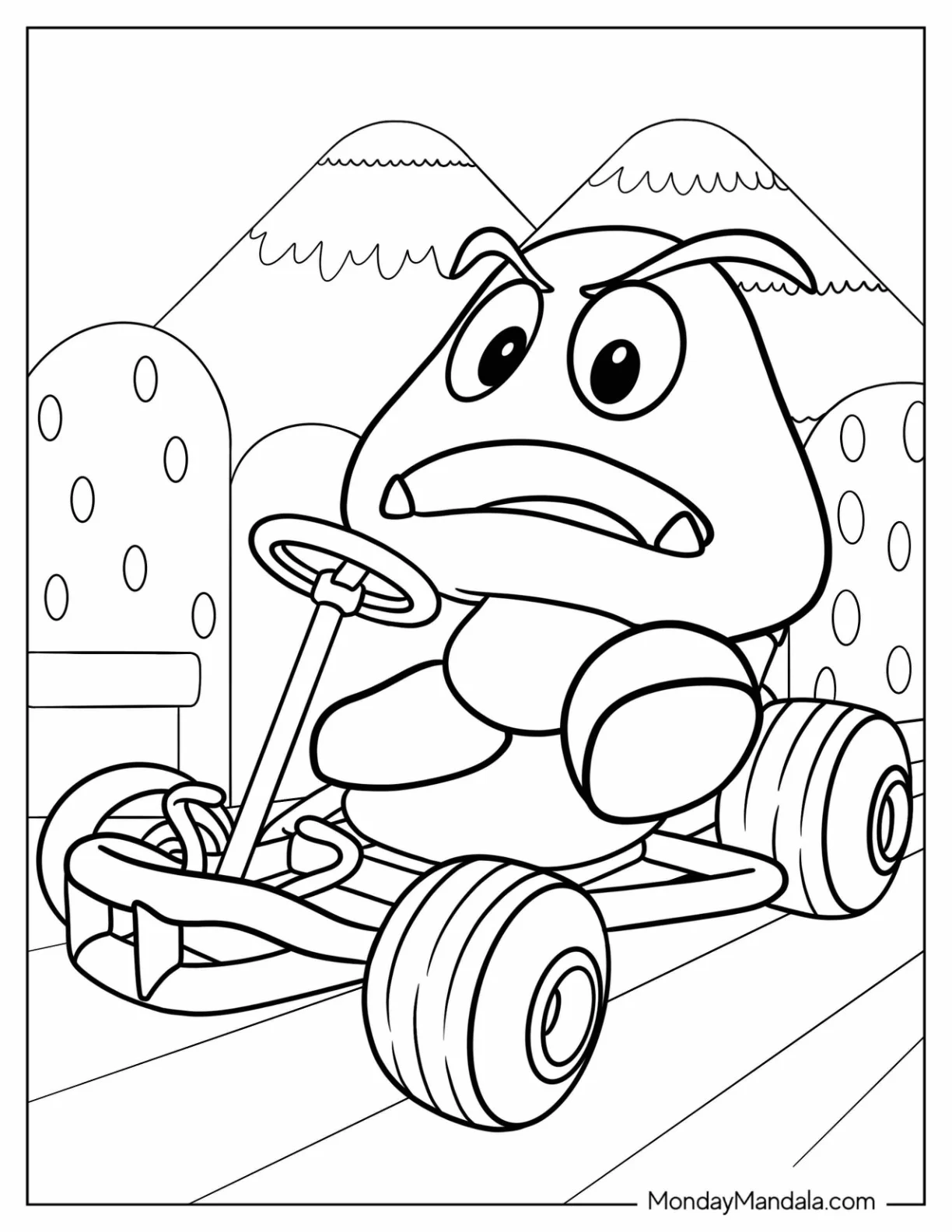 Goomba Coloring Page In Mario Kart coloring page — printable line art