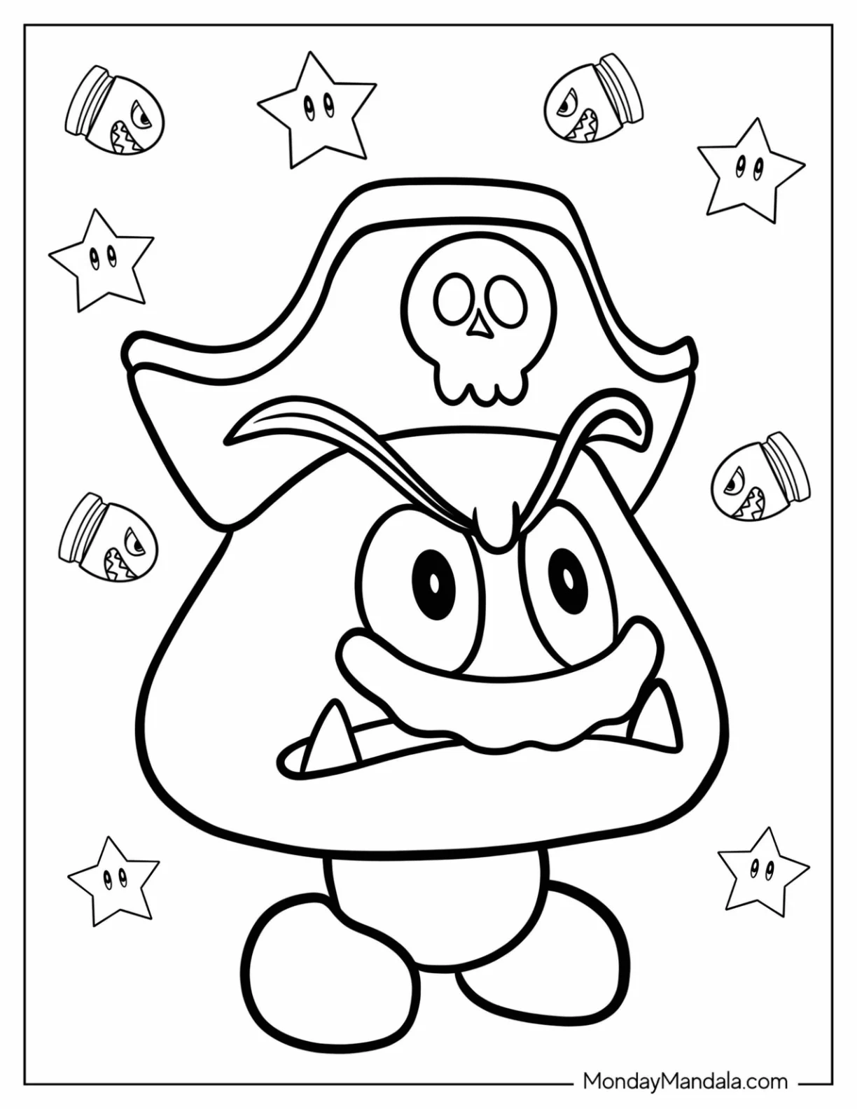 Goomba Coloring Page In Pirate Hat coloring page
