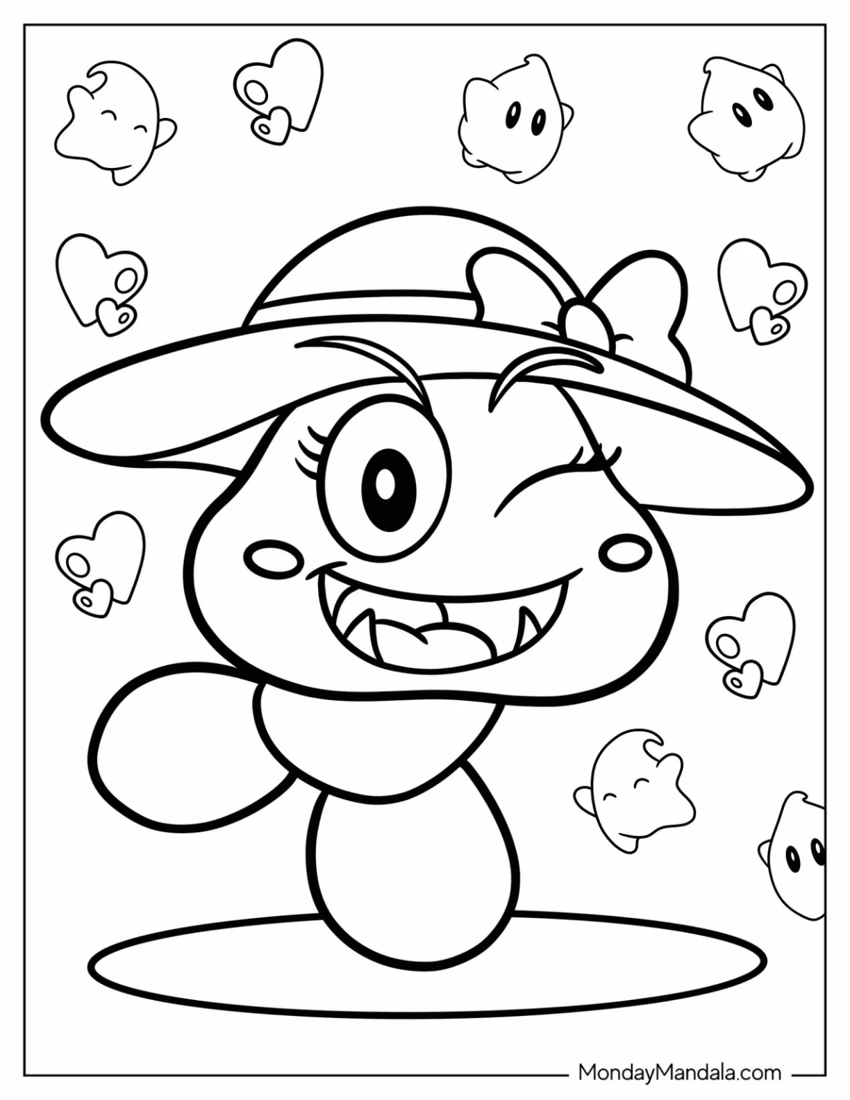 Goomba Coloring Page Of Cute Goombette With Hat coloring page