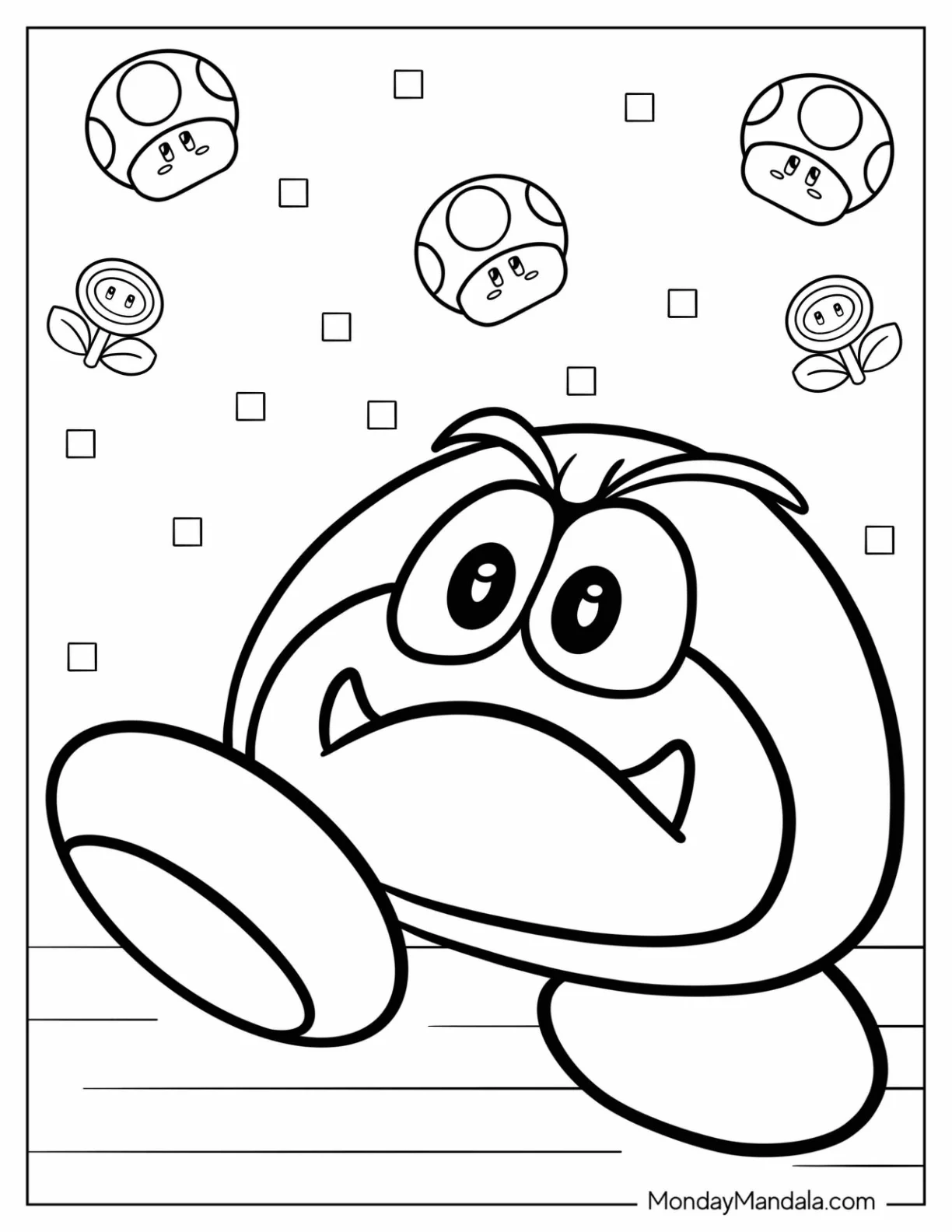 Goomba Coloring Page Of Easy Galoomba Outline For Kids coloring page — printable line art