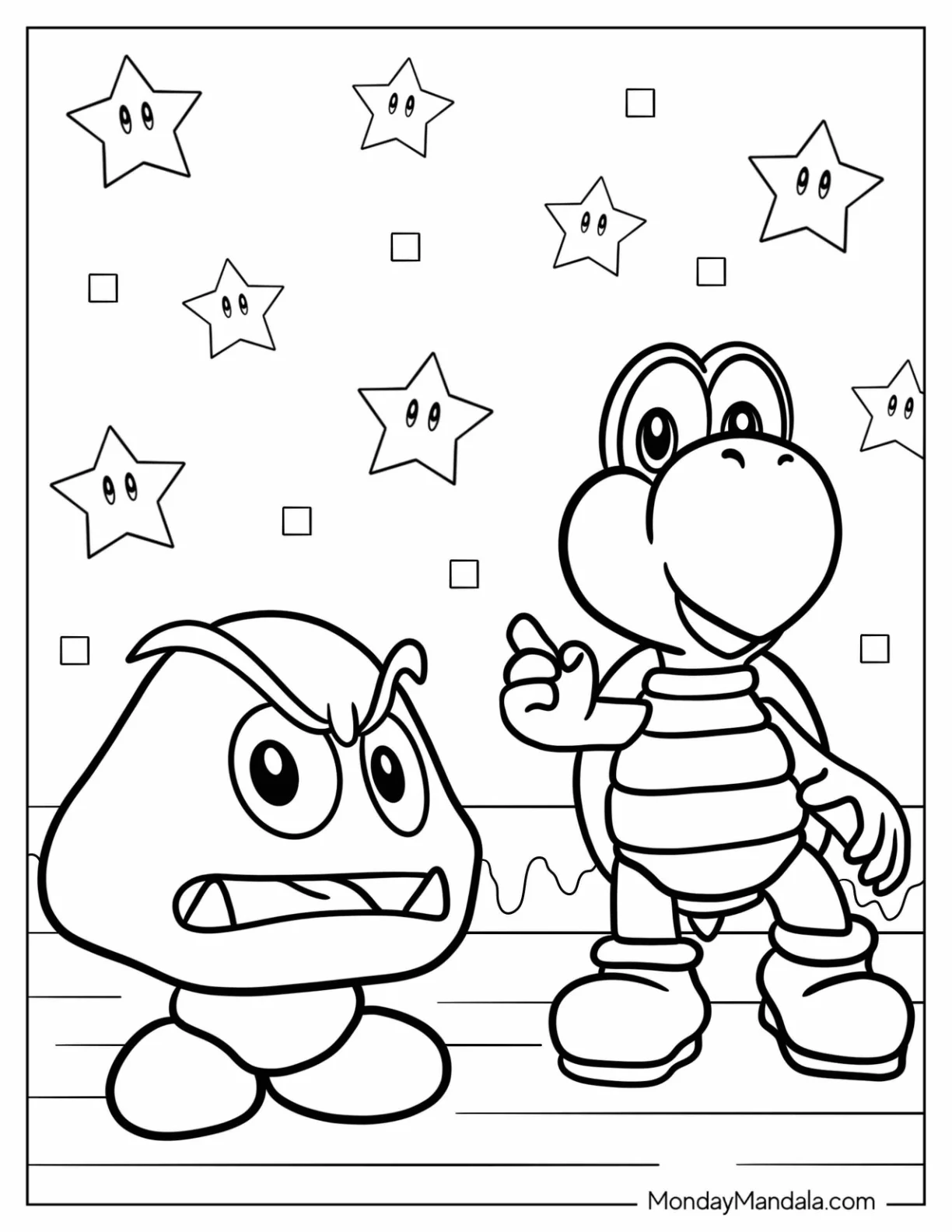 Goomba Coloring Page With Yoshi coloring page