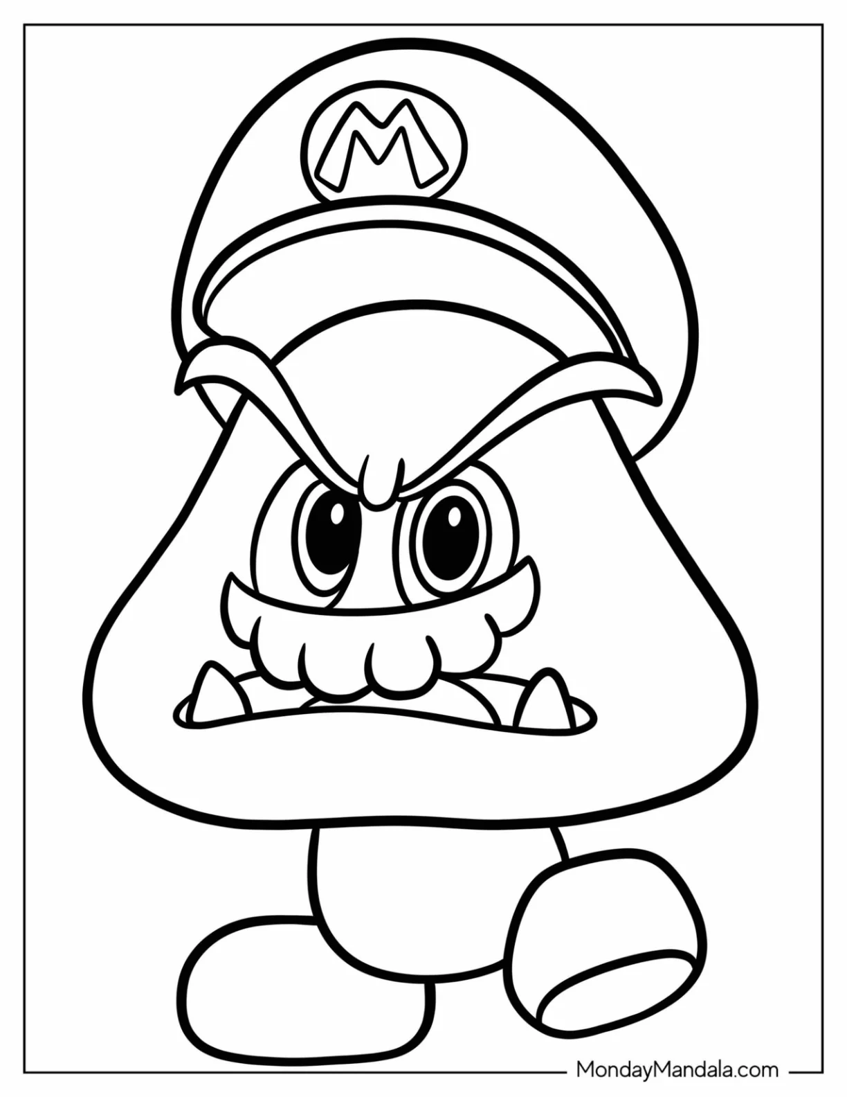 Mario Goomba Coloring Page With Hat And Mustache coloring page