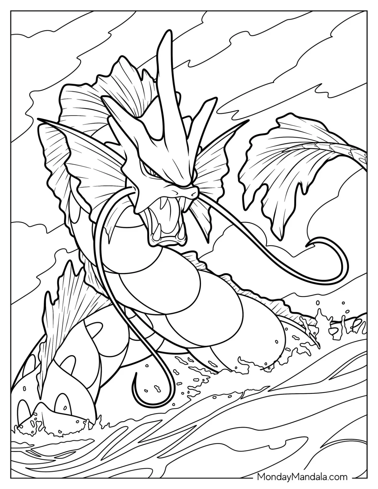 Alpha Shiny Gyarados Coloring Page In The Sea coloring page