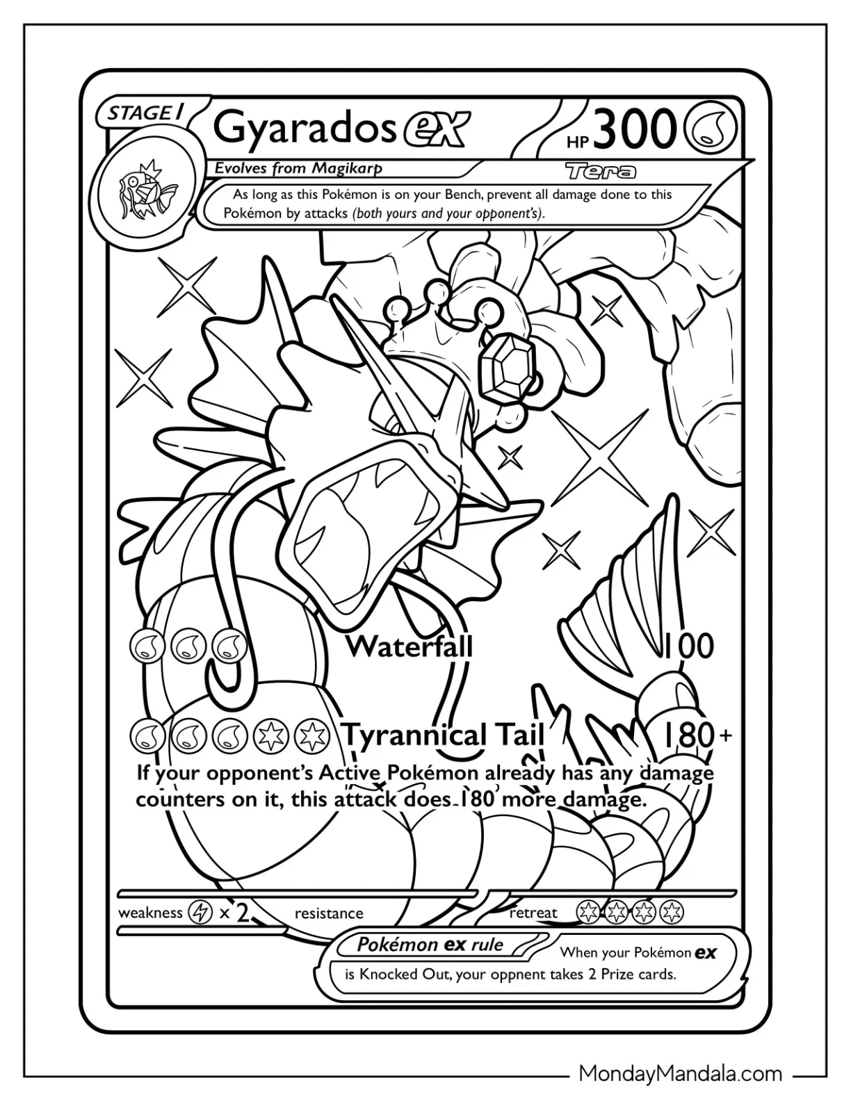 Gyarados Coloring Page Waterfall Pokemon Card coloring page