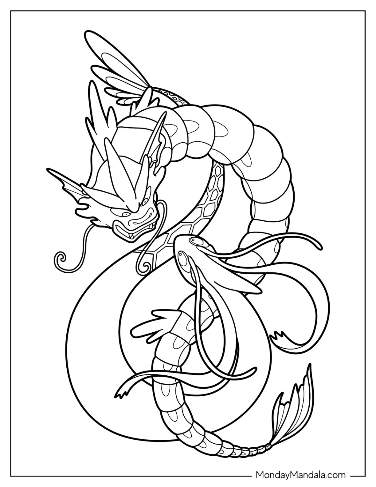 Mega Gyarados Coloring Page With Magikarp, Feebas, And Milotic coloring page