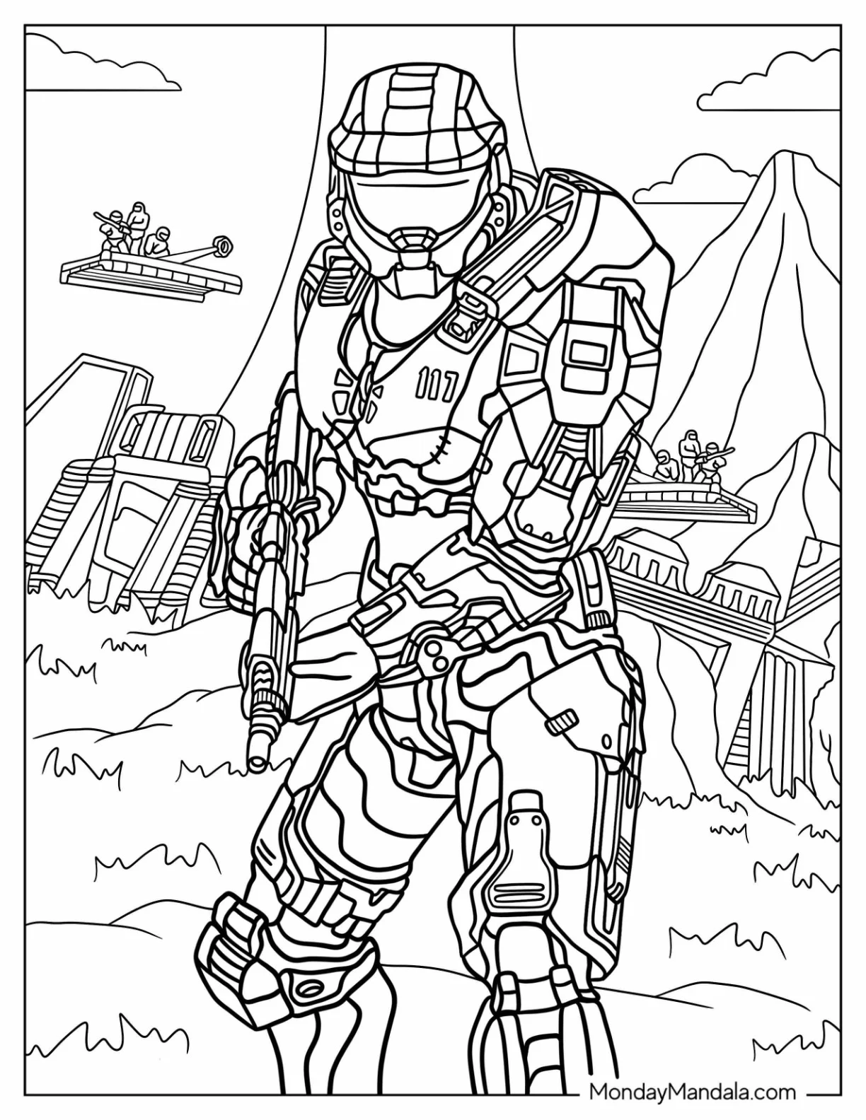 Detailed Halo Coloring Page Of Infinite Master Chief coloring page