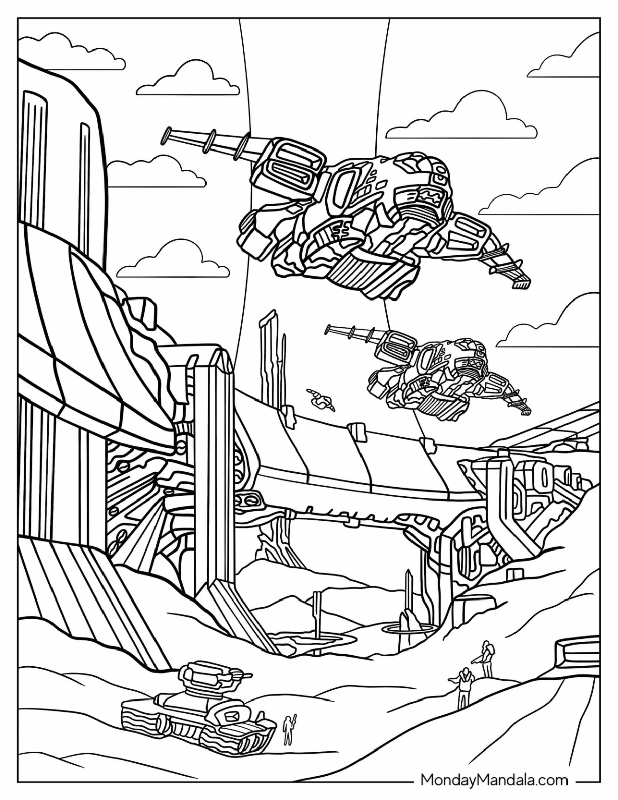 Halo Coloring Page Of Bravo 022 Ships In The Air coloring page