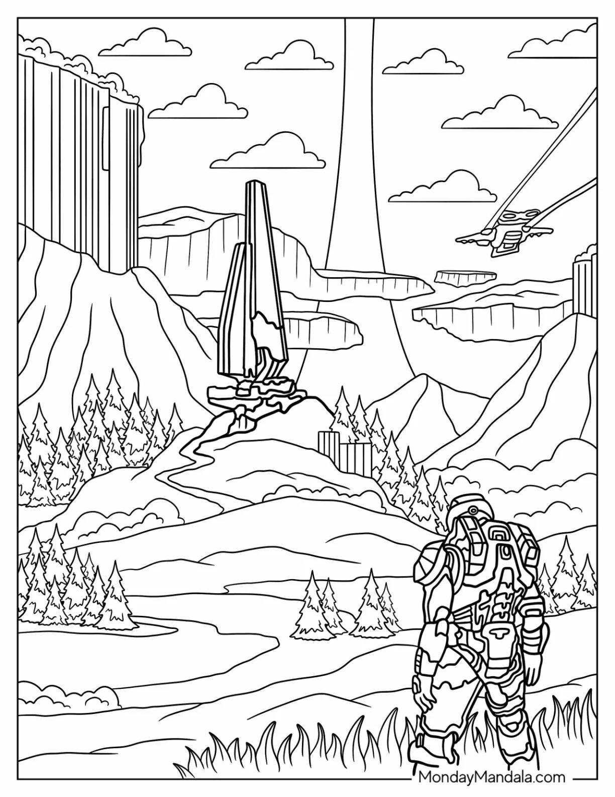 Halo Coloring Page Of Infinite Master Chief Valley coloring page