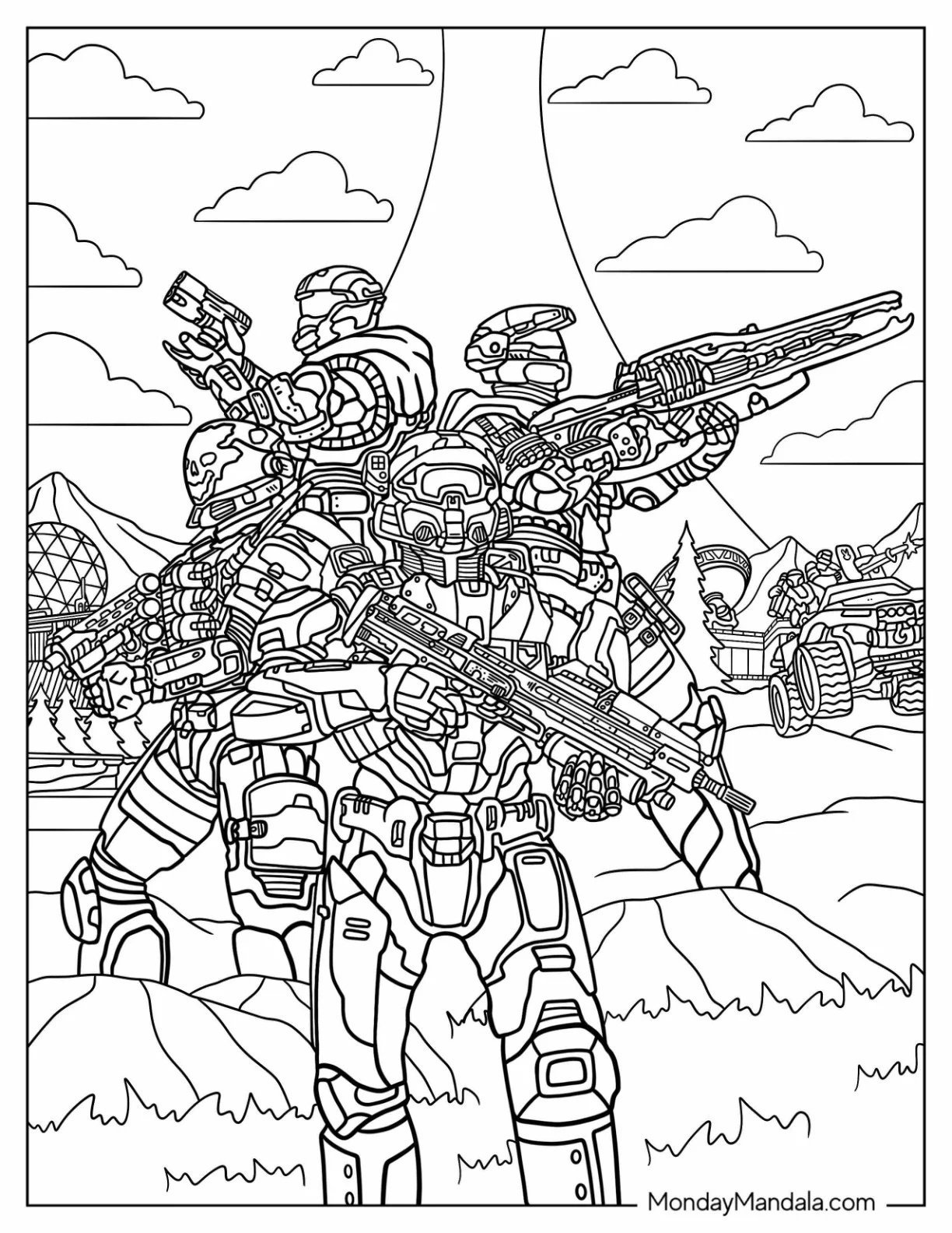 Halo Coloring Page Of Infinite Multiplayer Mode coloring page