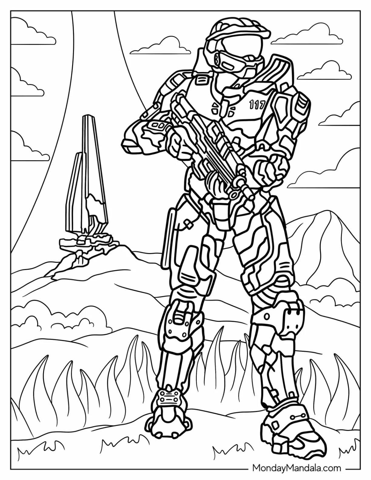 Halo Coloring Page Of Master Chief In Battlefield coloring page