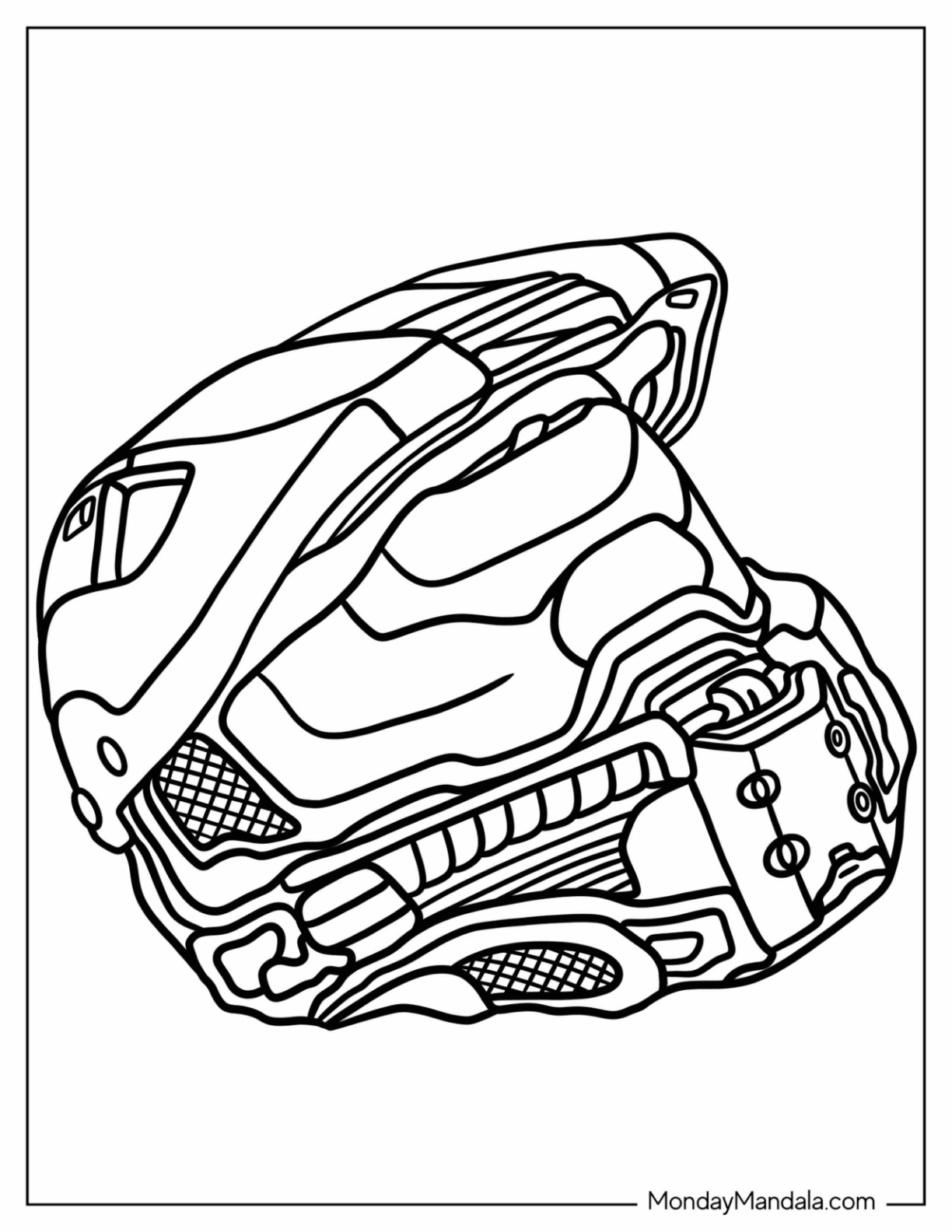Simple Halo Coloring Page Of Master Chief Helmet For Kids coloring page