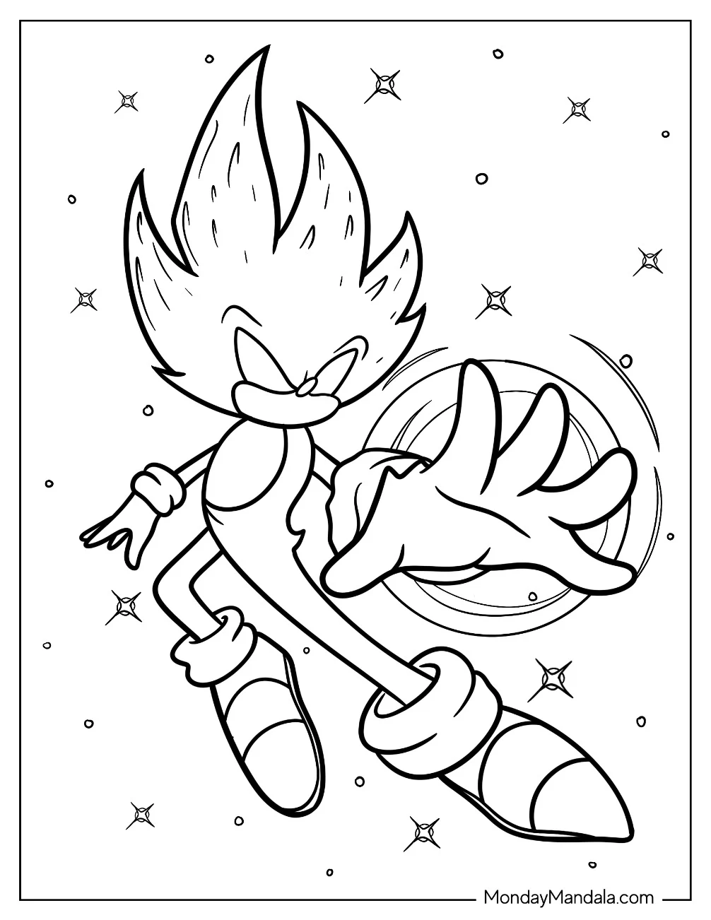 Hyper Sonic Coloring Page Attack Amplification coloring page — printable line art