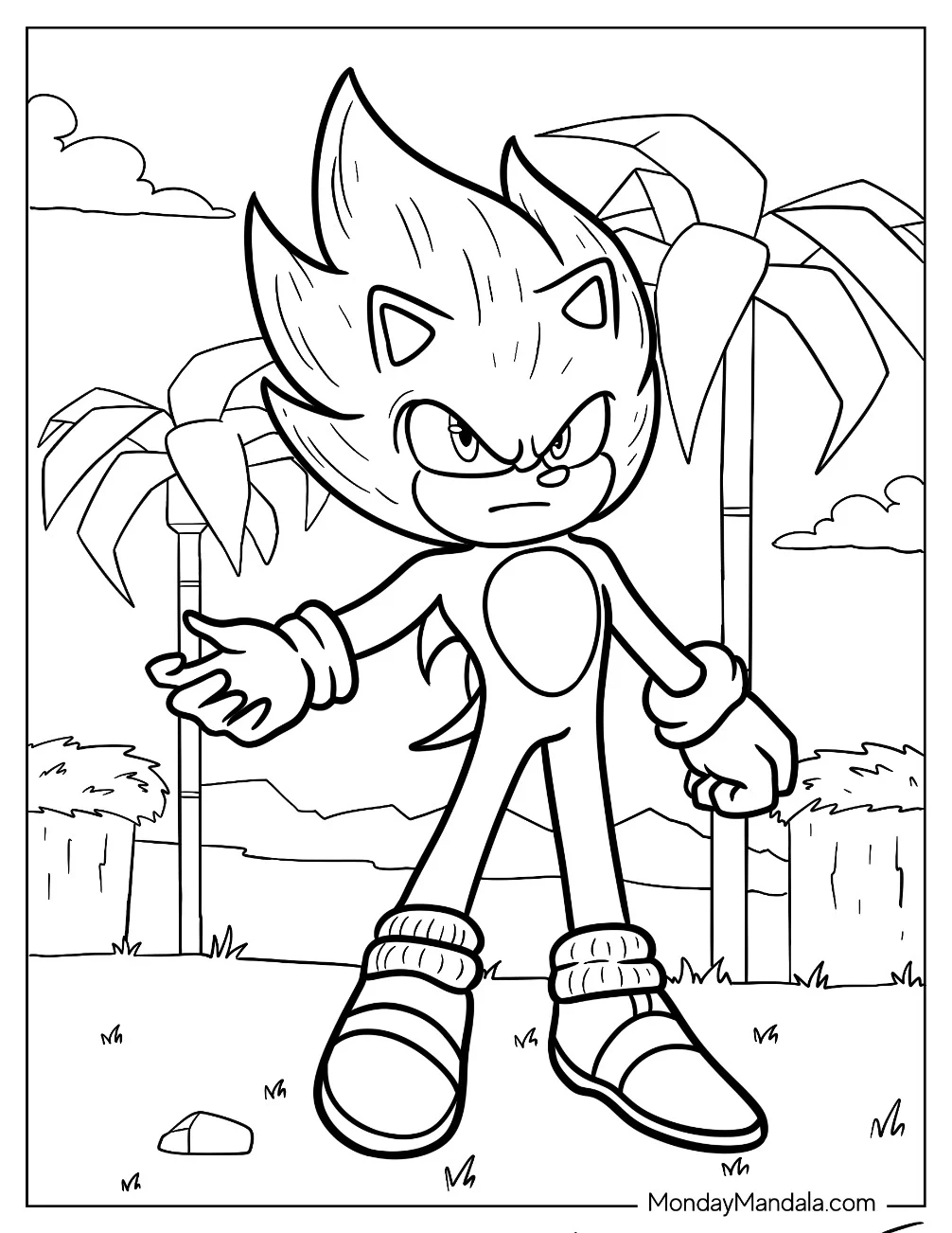 Hyper Sonic Coloring Page In Angel Island coloring page