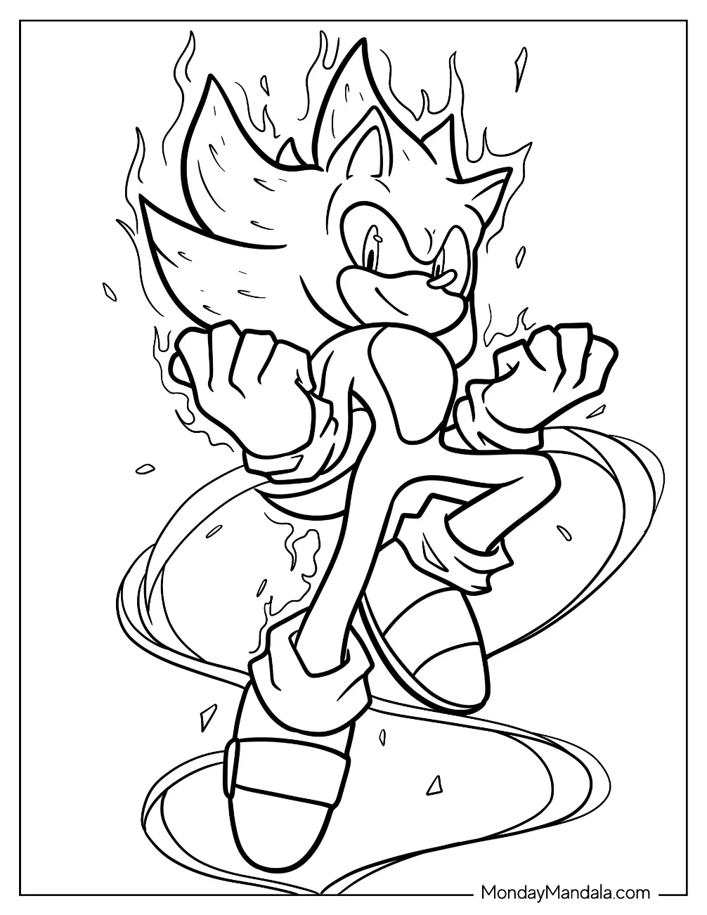 Hyper Sonic Coloring Page Power Up coloring page