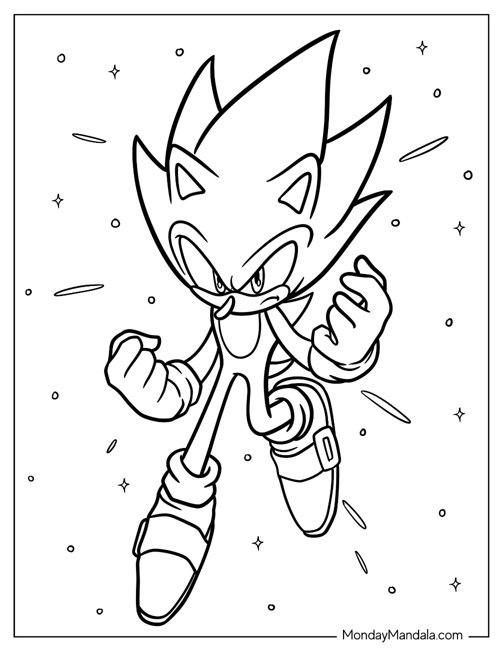 Simple Hyper Sonic Coloring Page For Kids coloring page