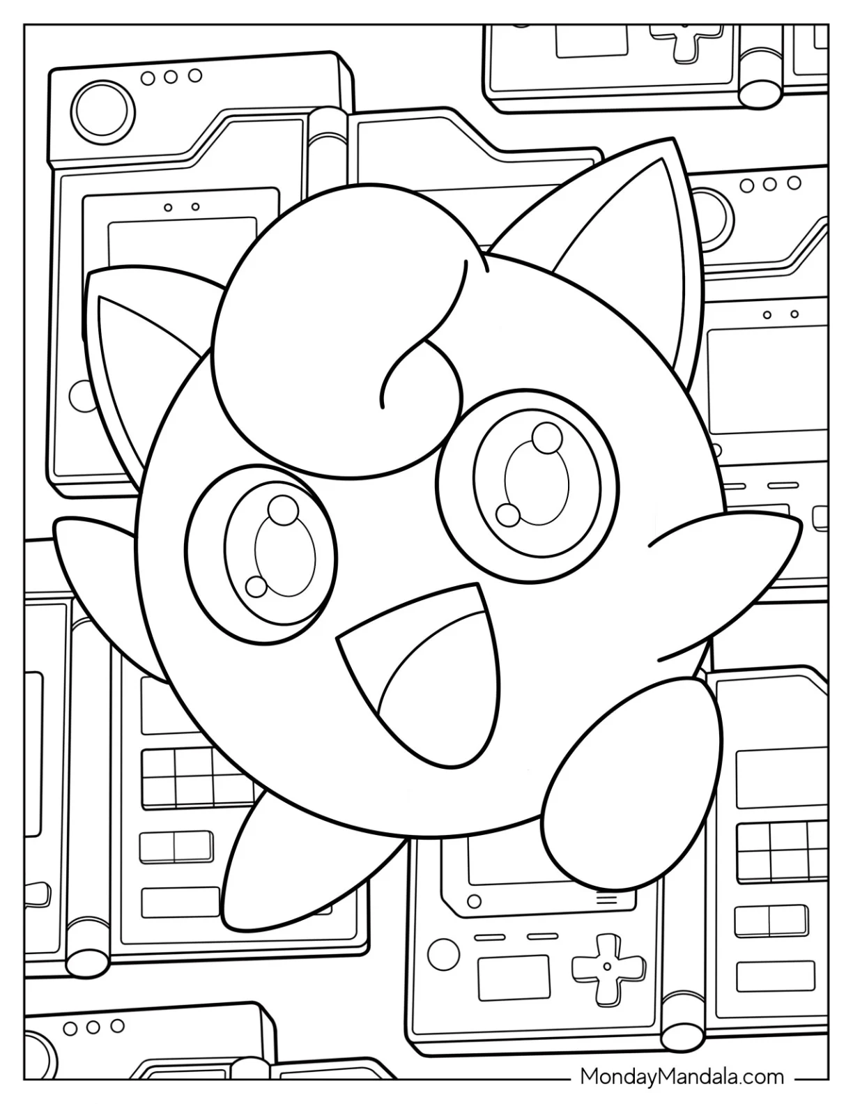 Happy Jigglypuff Coloring Page Bouncing In The Air coloring page