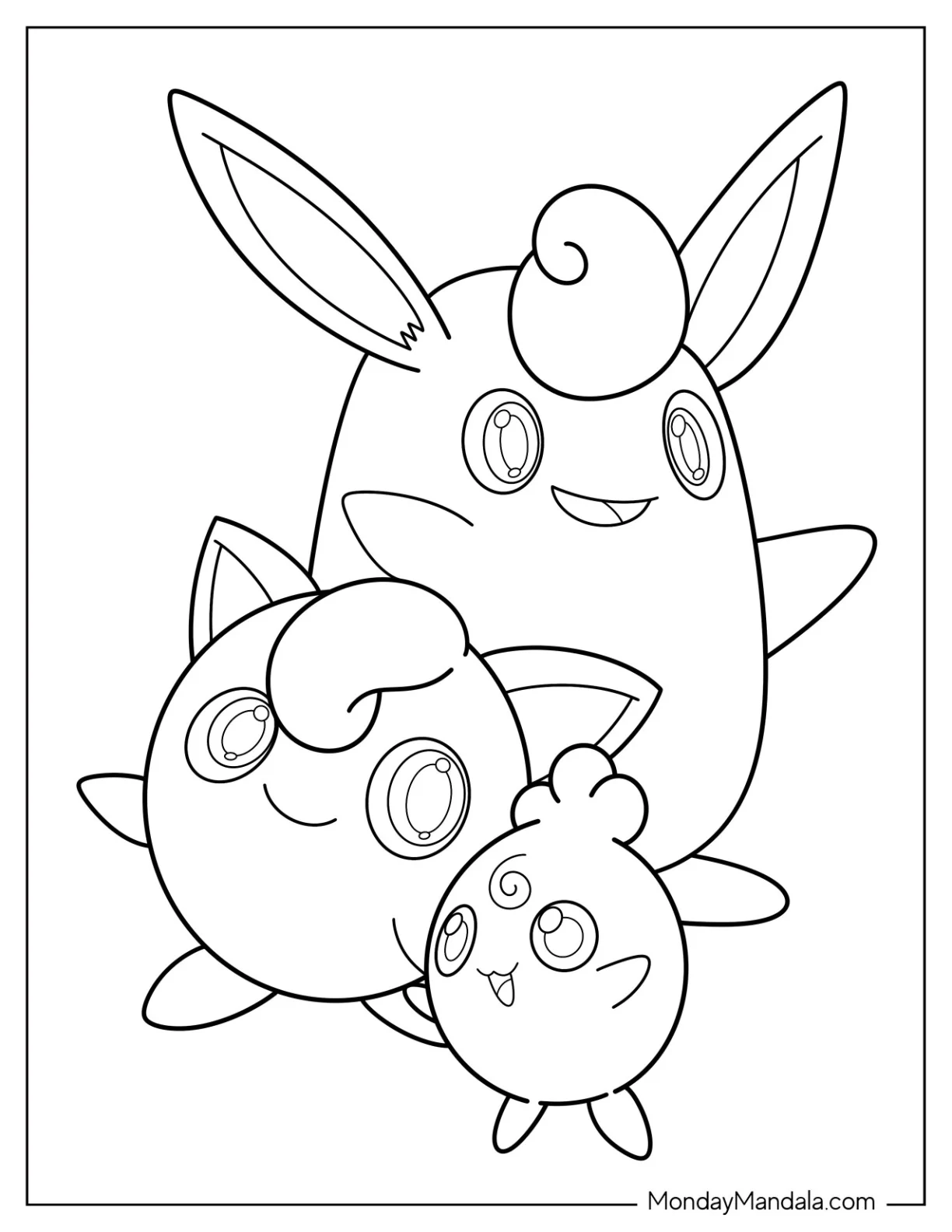 Igglybuff, Jigglypuff Coloring Page , And Wigglytuff coloring page