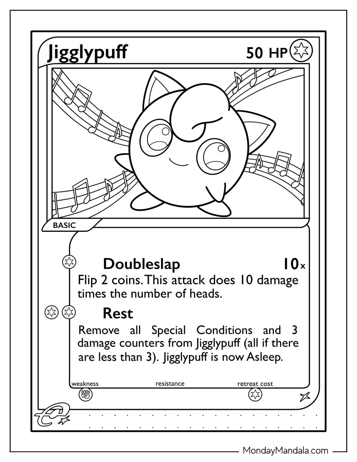 Jigglypuff Coloring Page Double Slap Pokemon Card coloring page