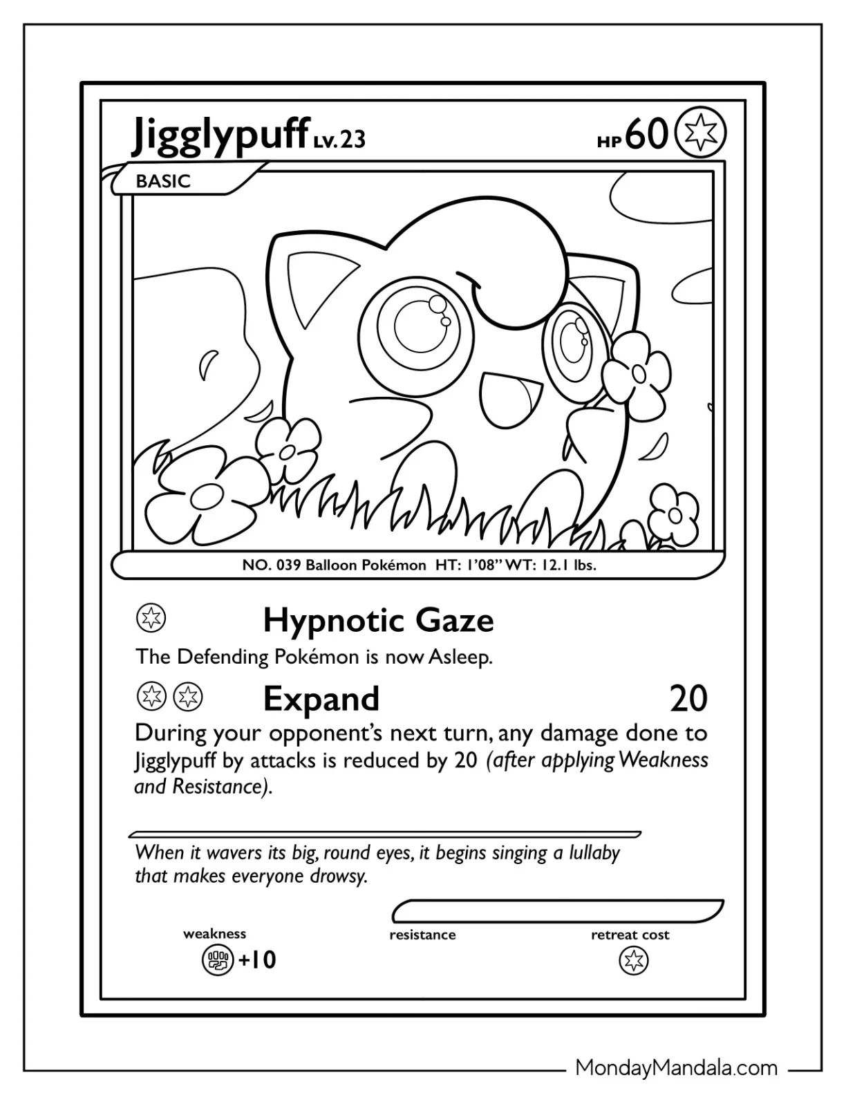Jigglypuff Coloring Page Hypnotic Gaze Pokemon Card coloring page