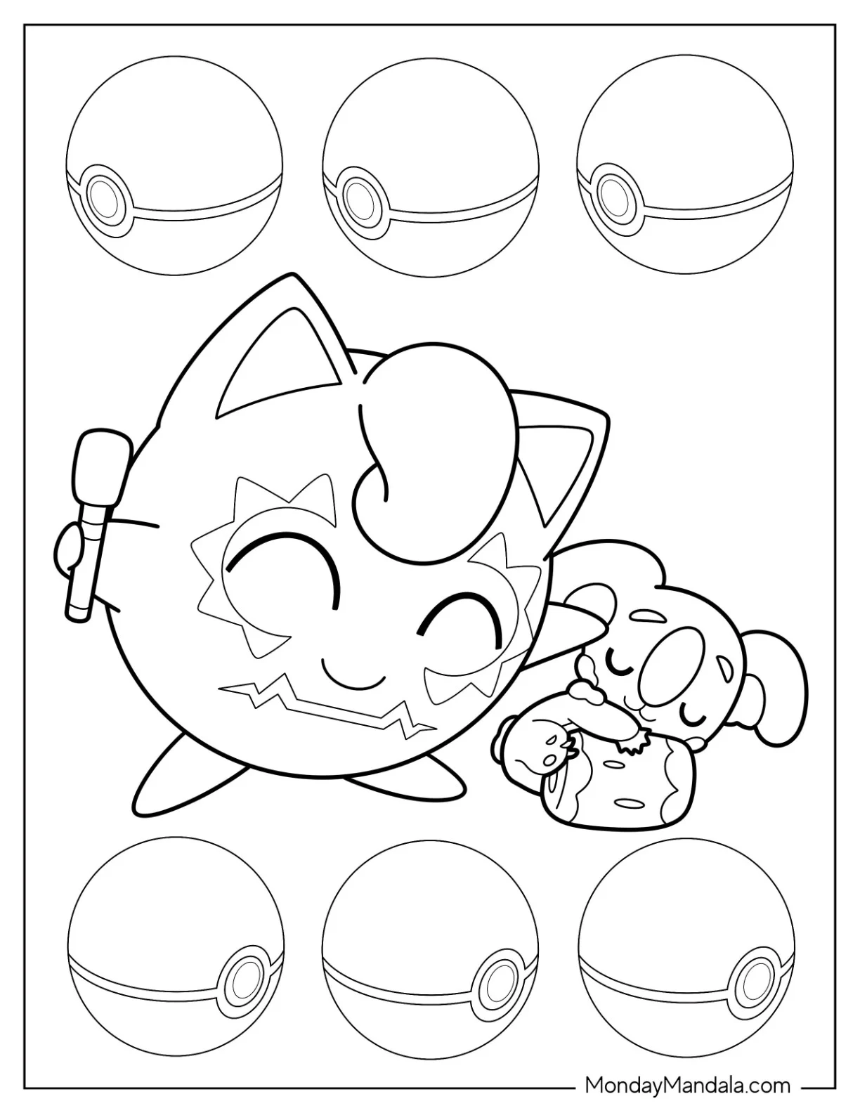 Jigglypuff Coloring Page Singing With Sleeping Komala coloring page