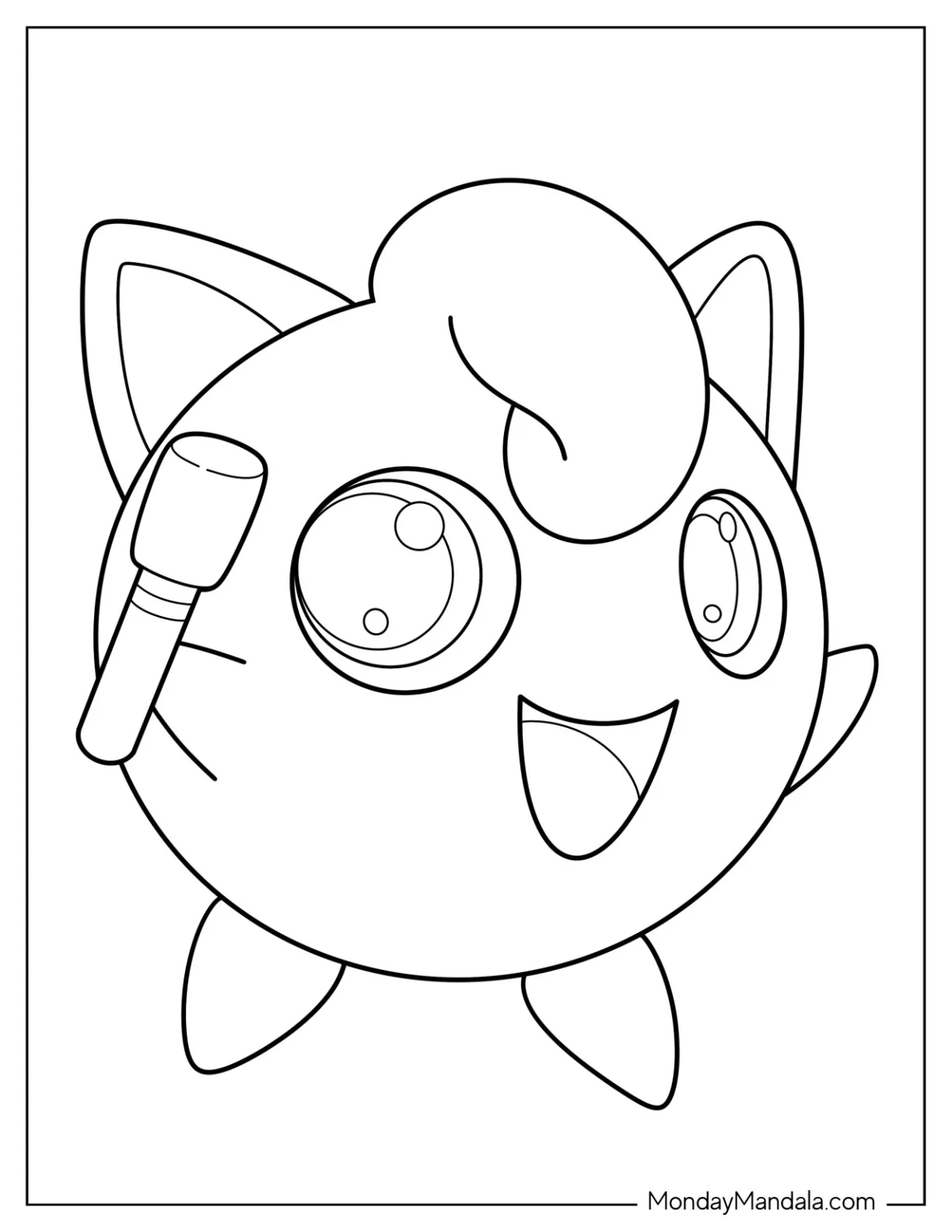 Simple Jigglypuff Coloring Page Outline For Kids coloring page