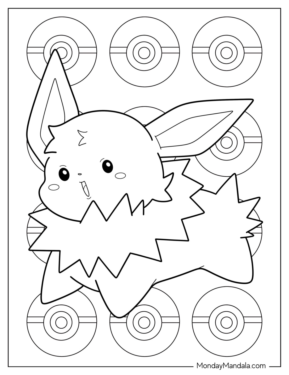 Chibi Jolteon Coloring Page For Kids coloring page