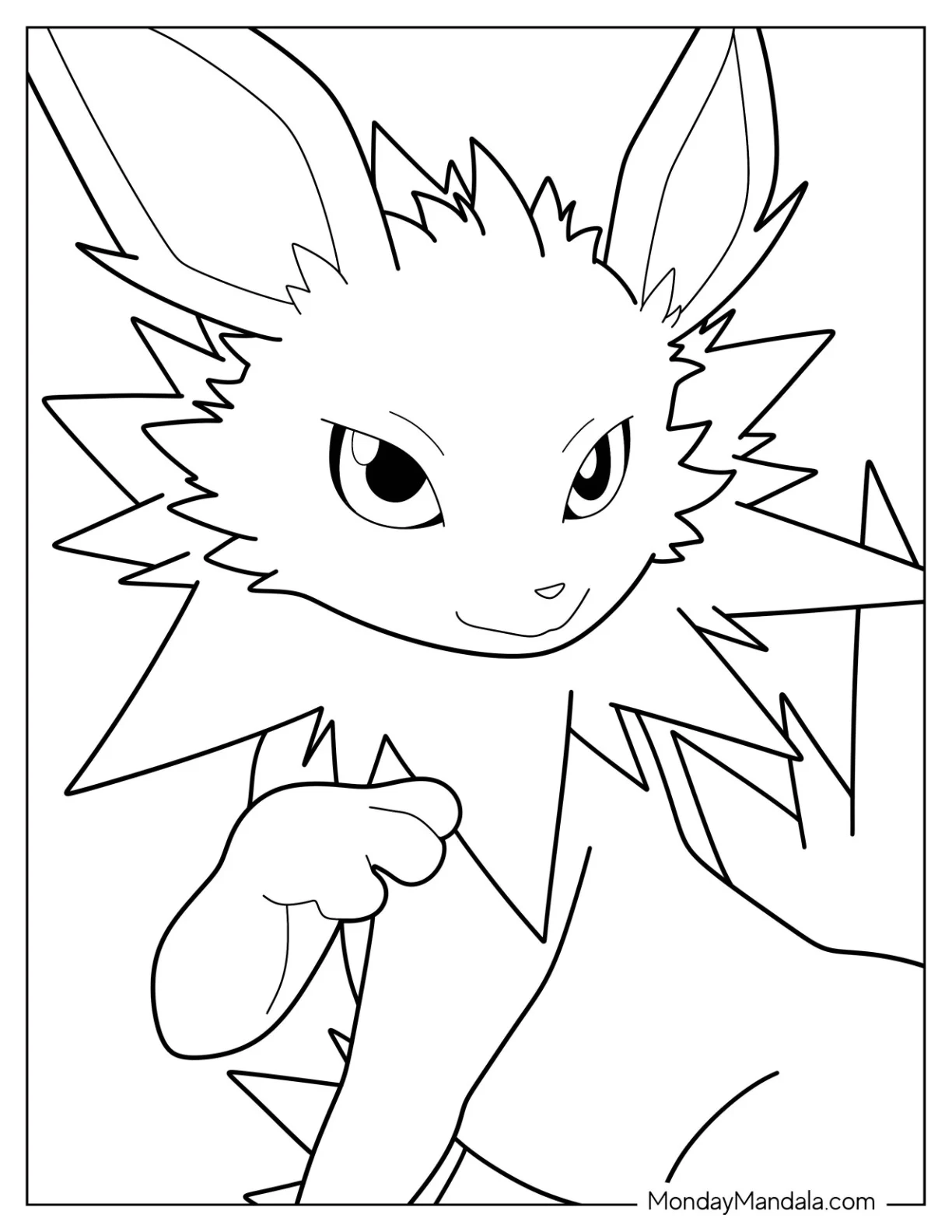 Easy Jolteon Coloring Page Outline For Kids coloring page
