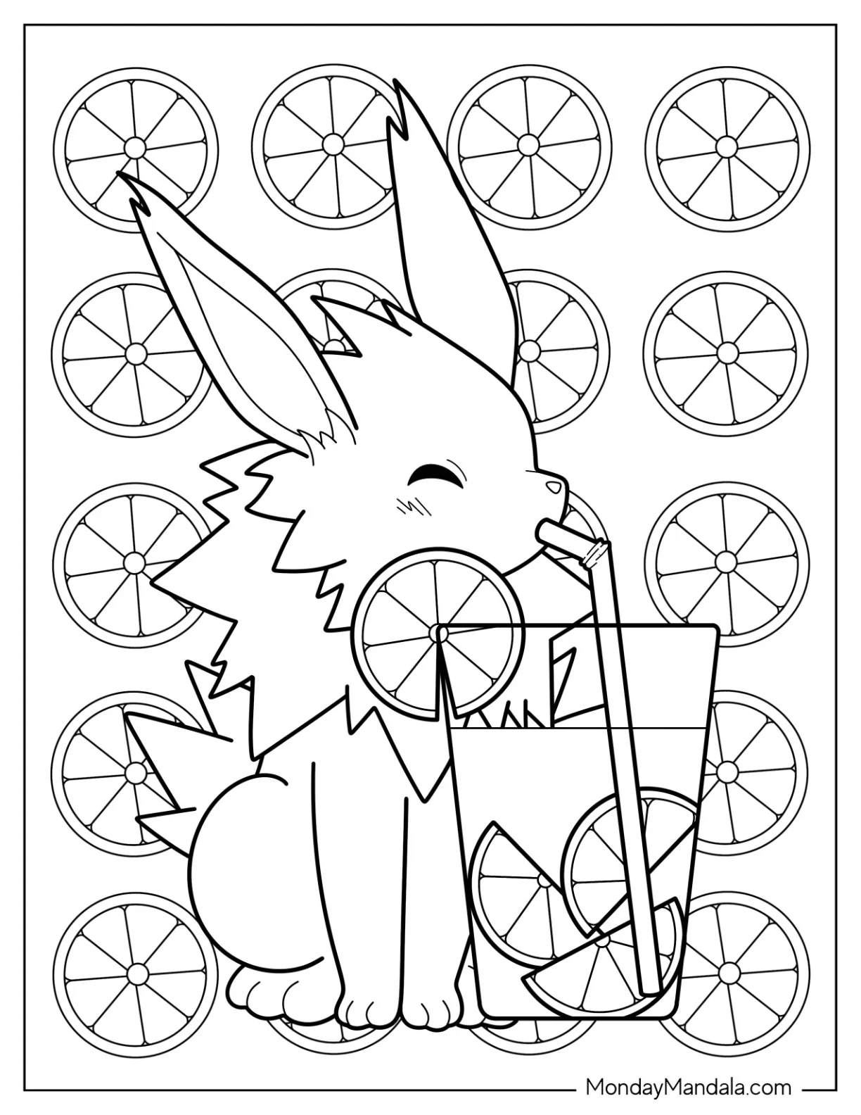 Jolteon Coloring Page Drinking Lemon Tea For Kids coloring page