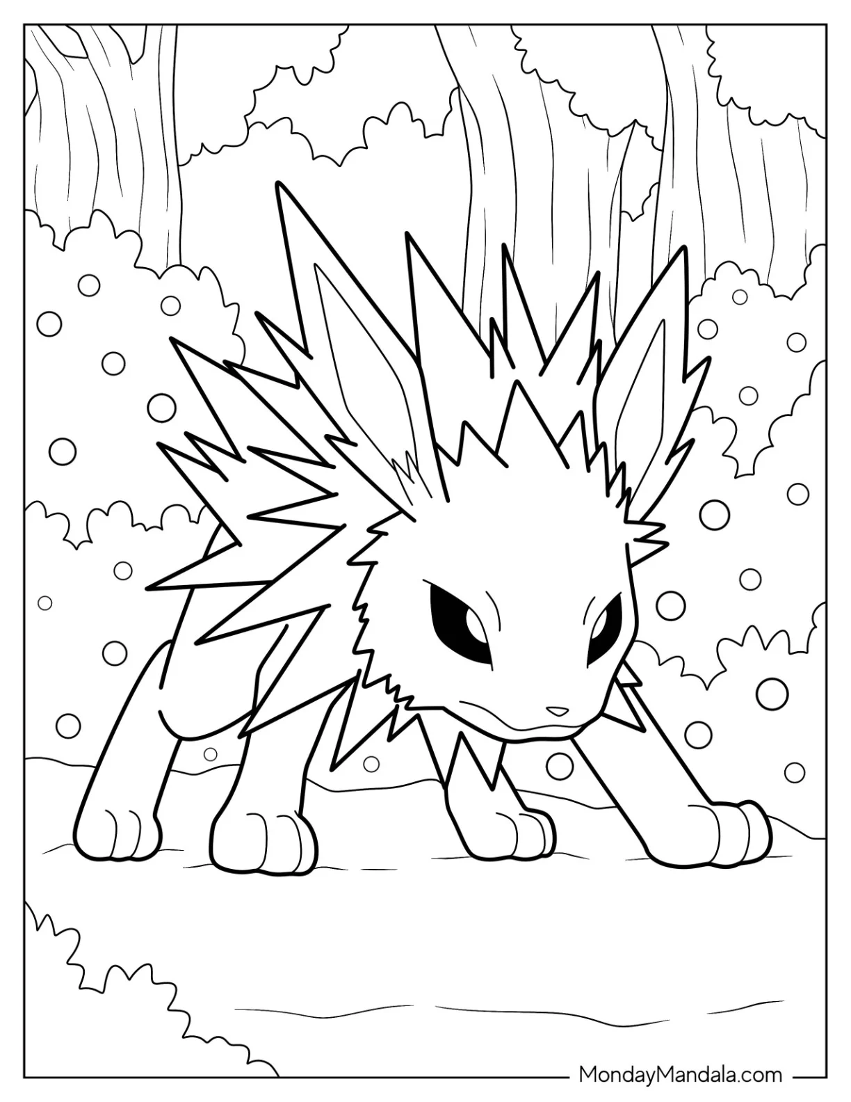 Jolteon Coloring Page In Battle Mode coloring page